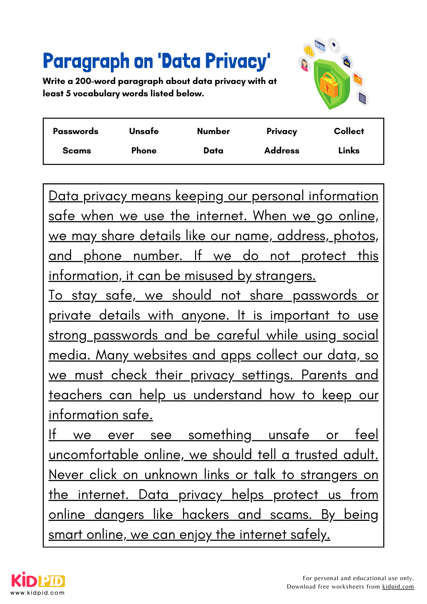 Paragraph on 'Data Privacy' - 200 Words