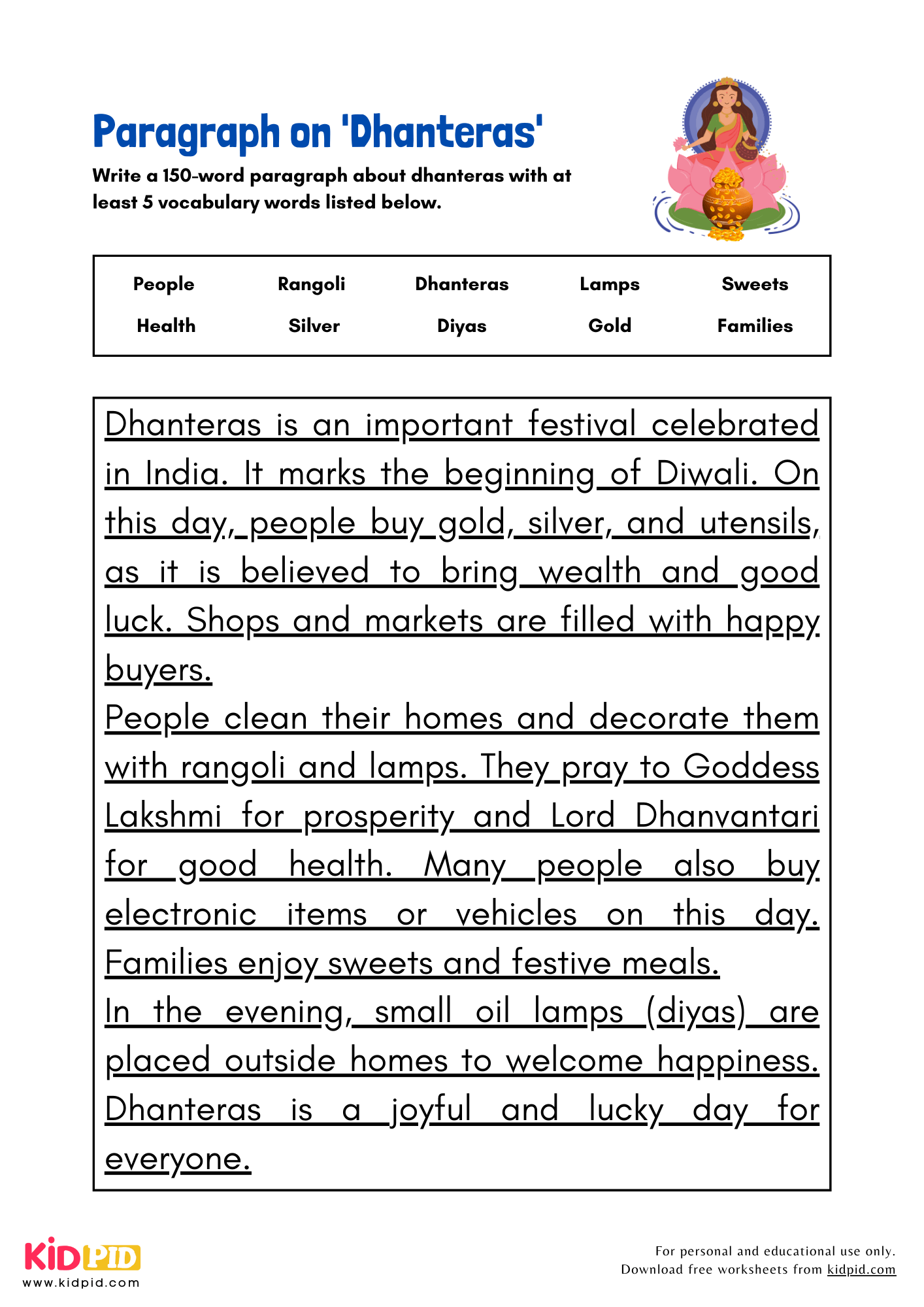 Paragraph on 'Dhanteras' - 150 Words