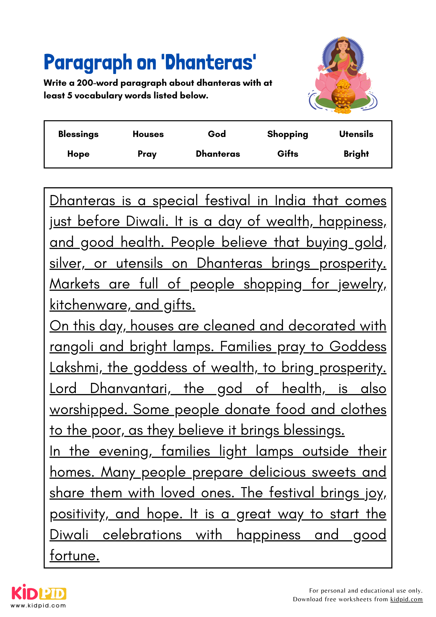 Paragraph on 'Dhanteras' - 200 Words