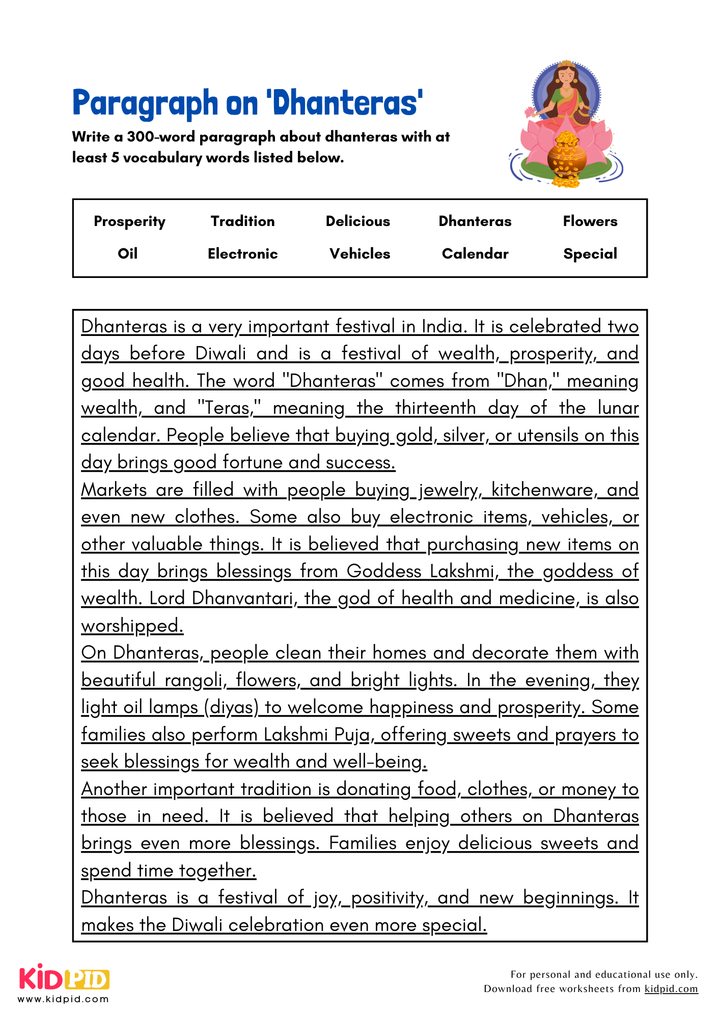 Paragraph on 'Dhanteras' - 300 Words