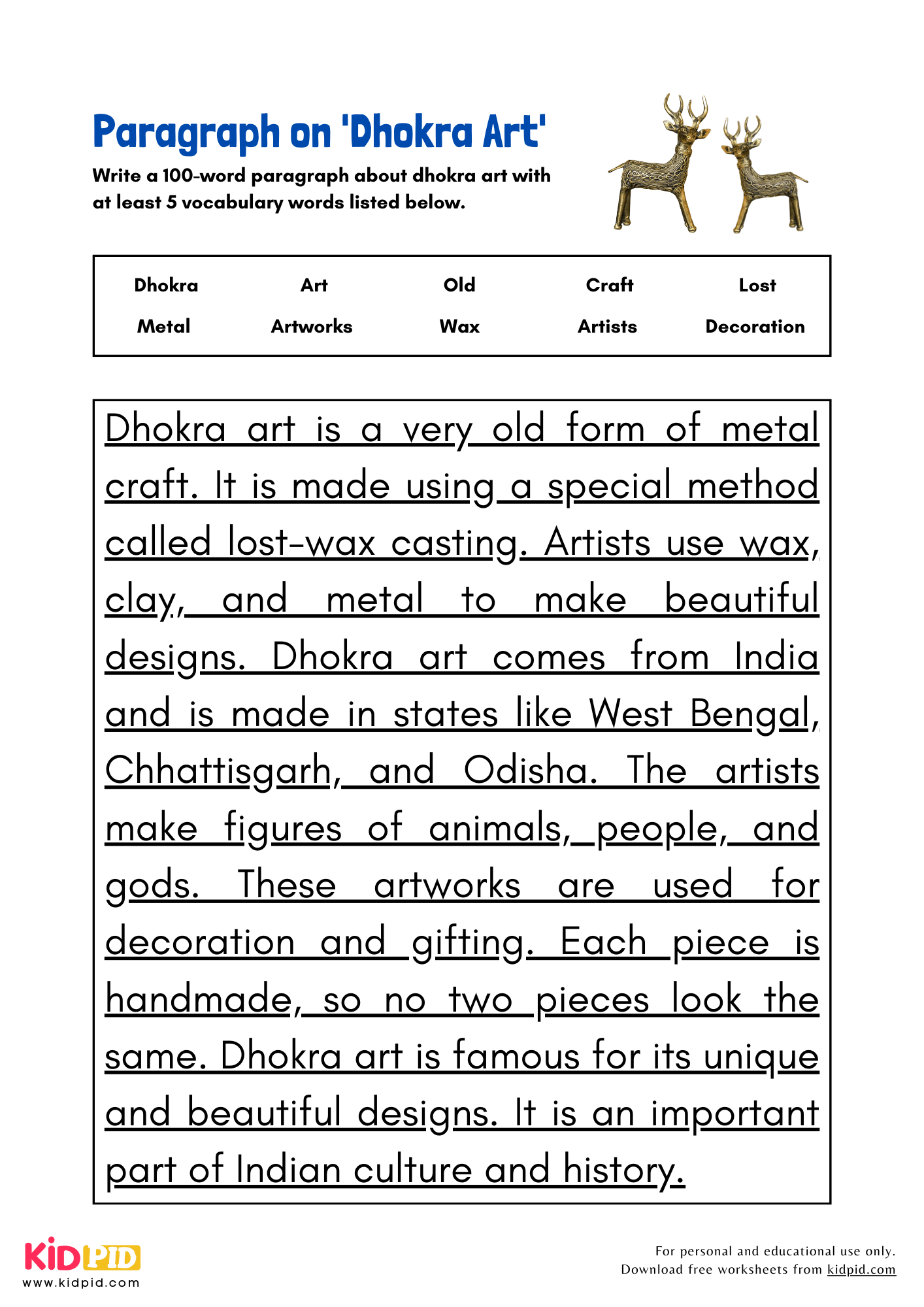 Paragraph on 'Dhokra Art' - 100 Words