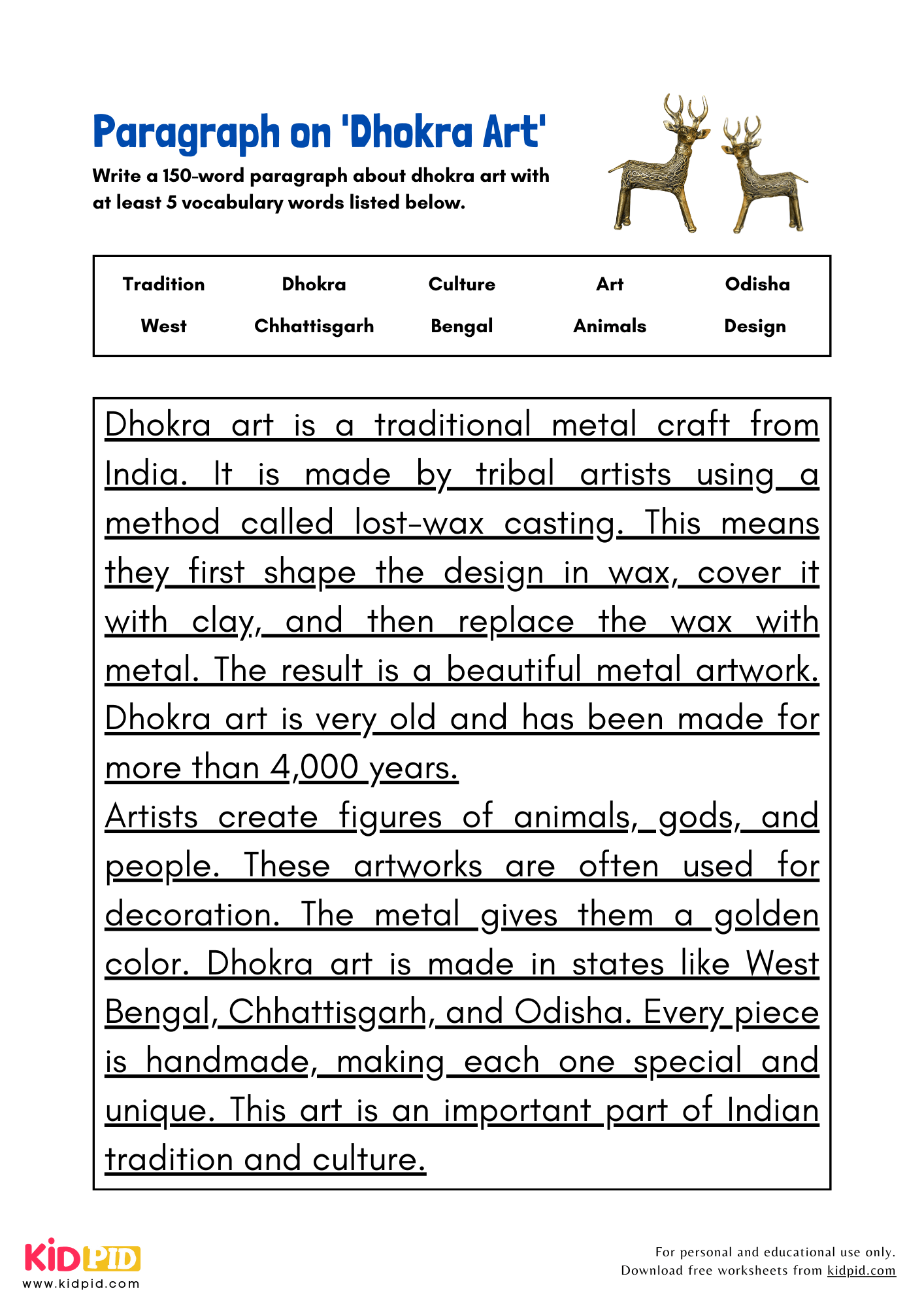 Paragraph on 'Dhokra Art' - 150 Words