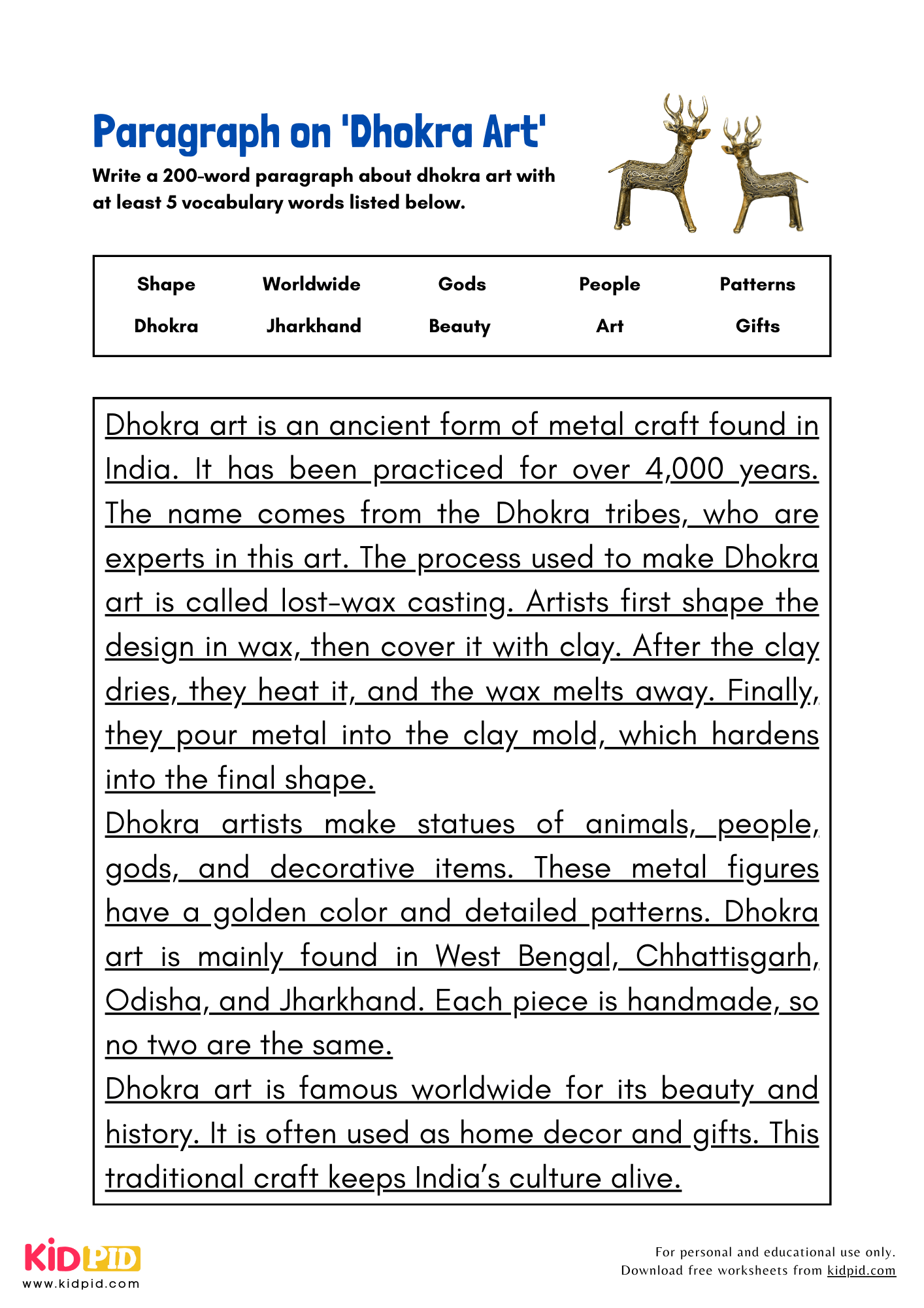 Paragraph on 'Dhokra Art' - 200 Words