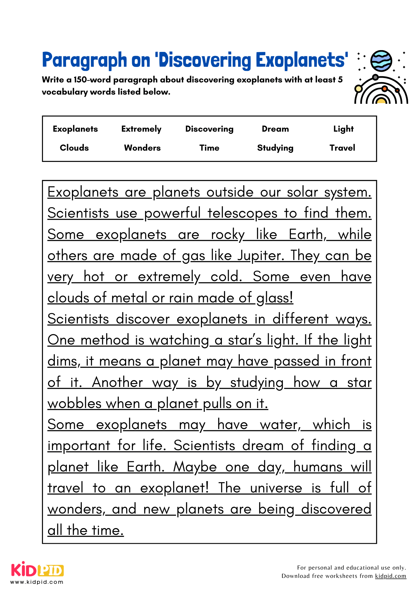 Paragraph on 'Discovering Exoplanets' - 150 Words