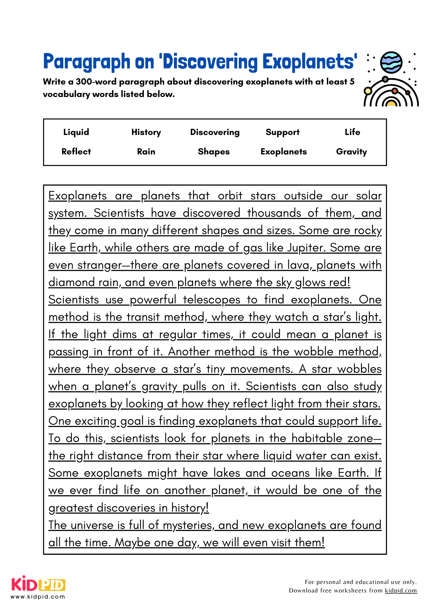 Paragraph on 'Discovering Exoplanets' - 300 Words