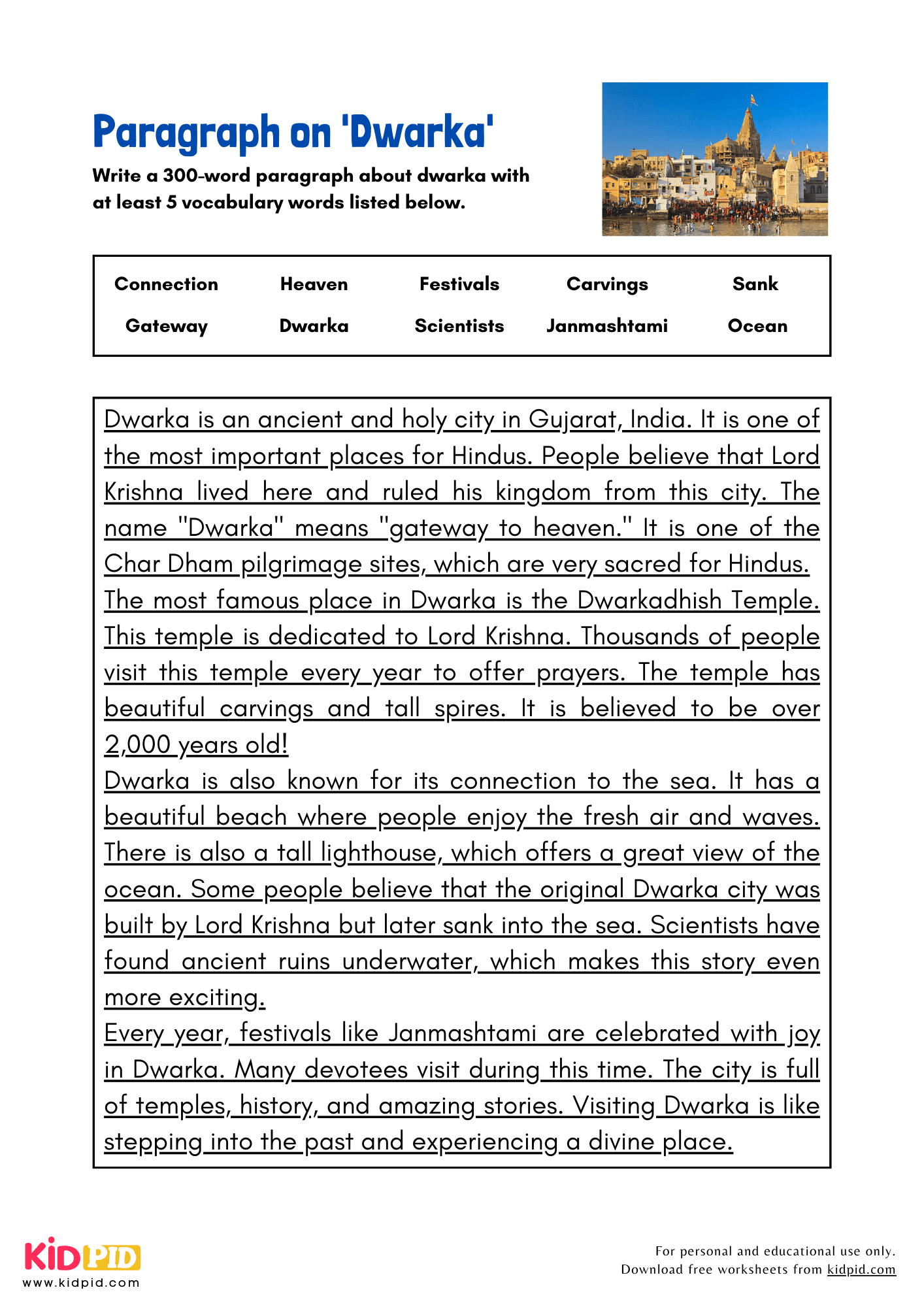 Paragraph on 'Dwarka' - 300 Words