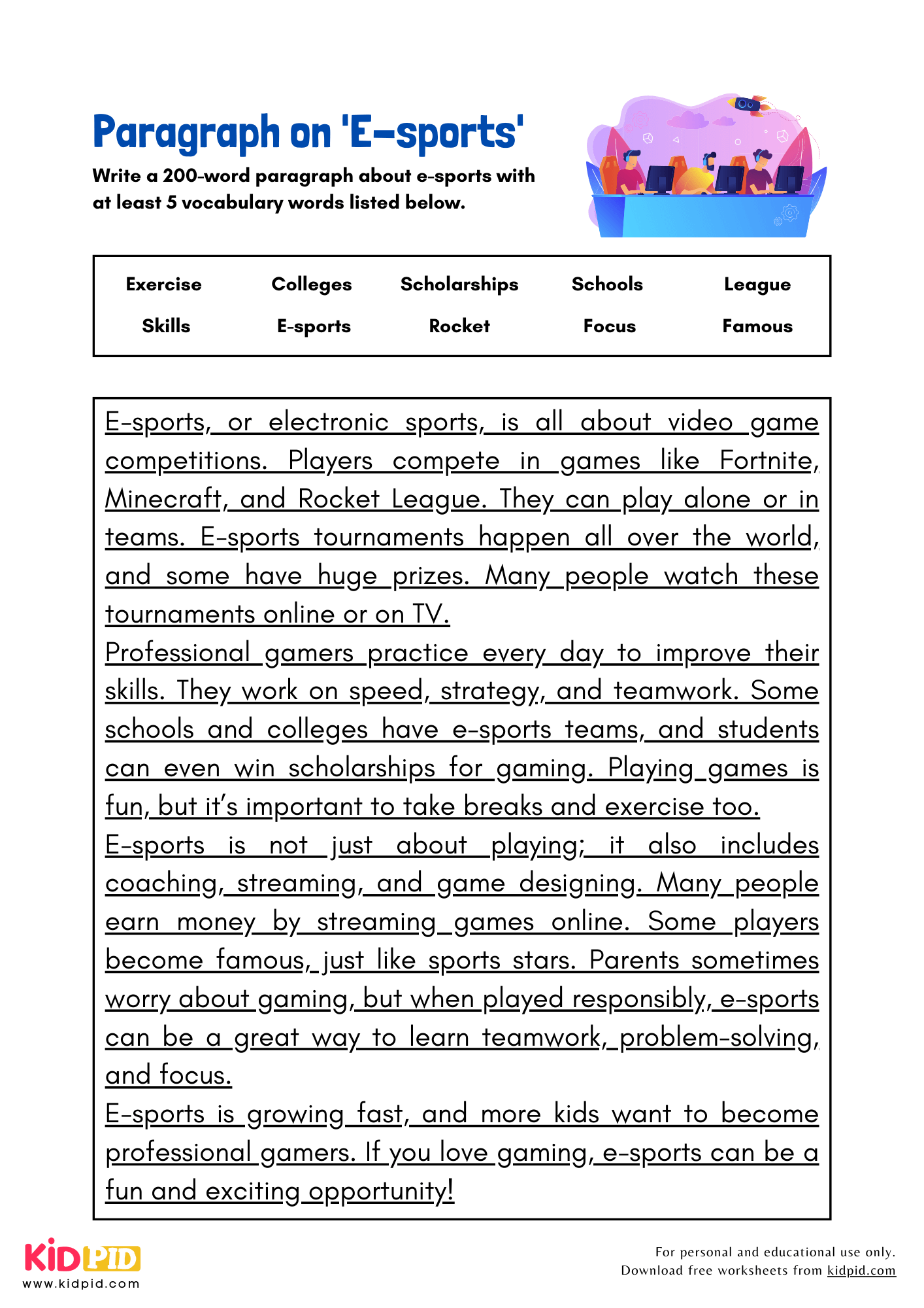 Paragraph on 'E-sports' - 300 Words