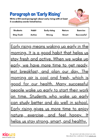Paragraph on 'Early Rising' - Kidpid
