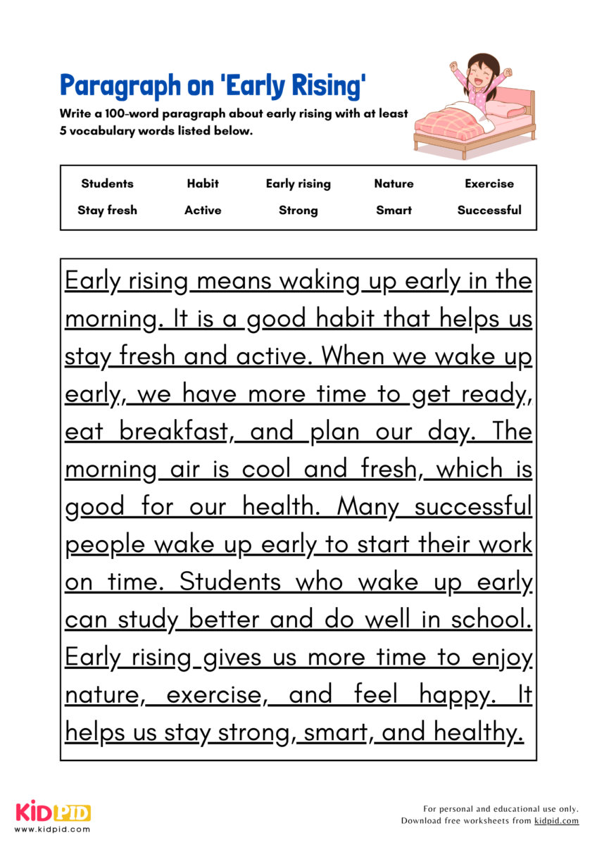 Paragraph on 'Early Rising' - Kidpid