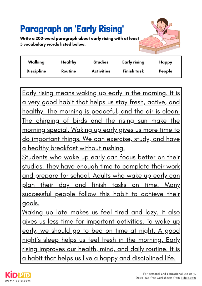 Paragraph on 'Early Rising' - Kidpid