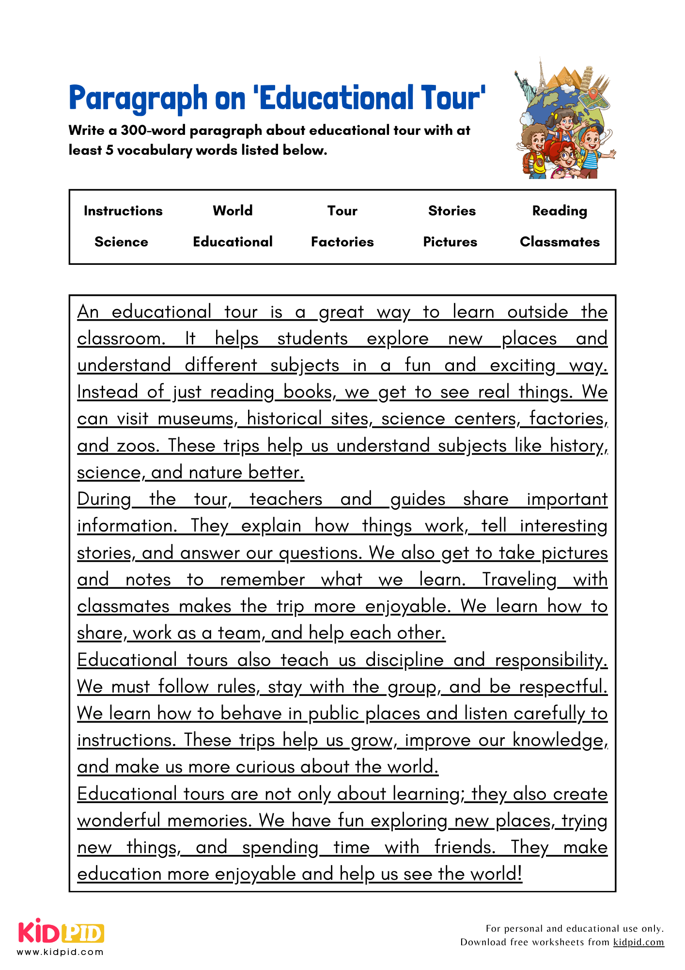 Paragraph on 'Educational Tour' - 300 Words