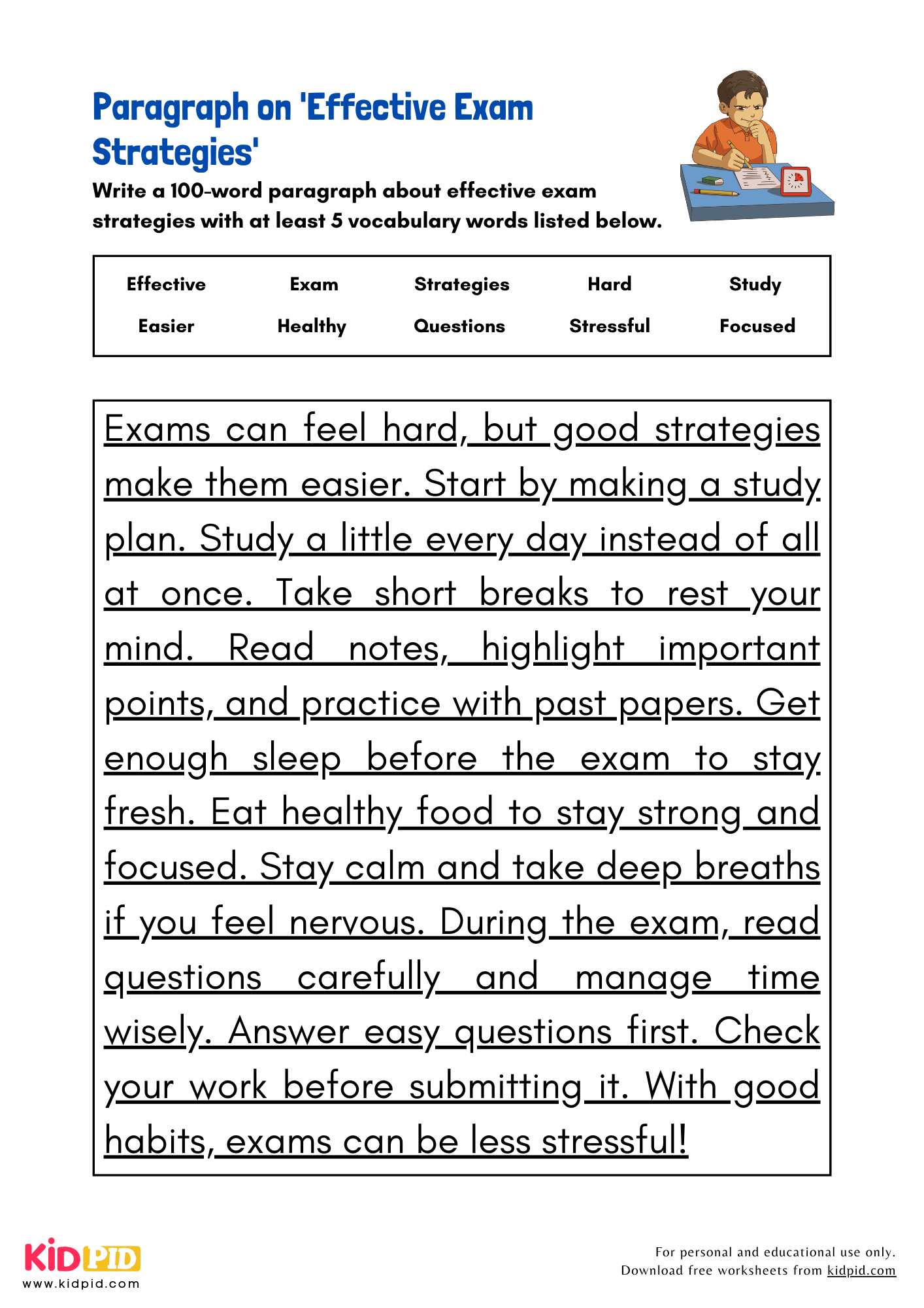 Paragraph on 'Effective Exam Strategies' - 100 Words