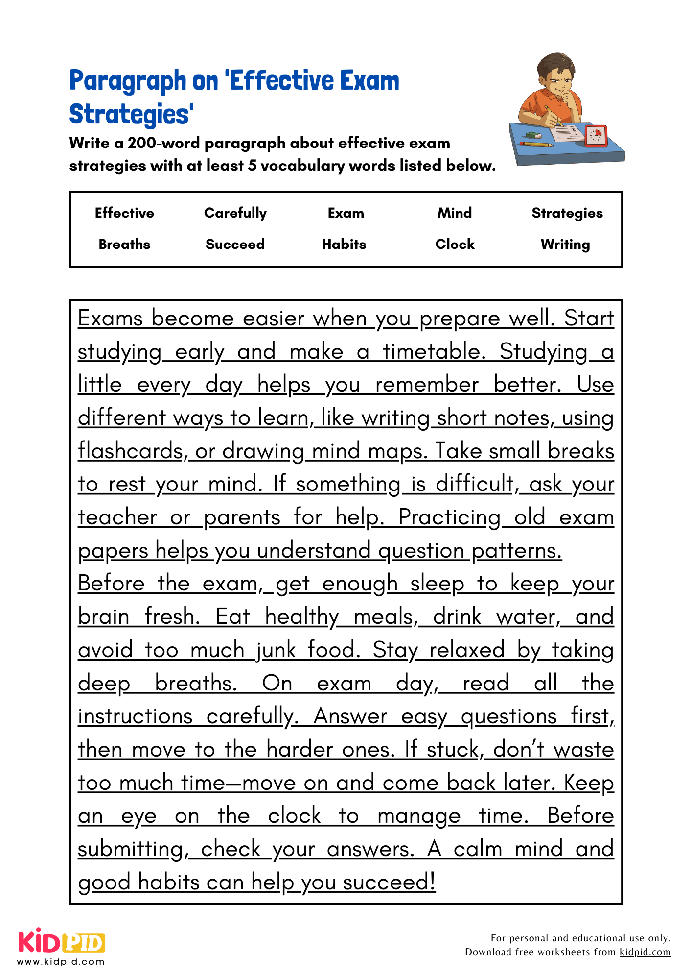 Paragraph on 'Effective Exam Strategies' - 200 Words