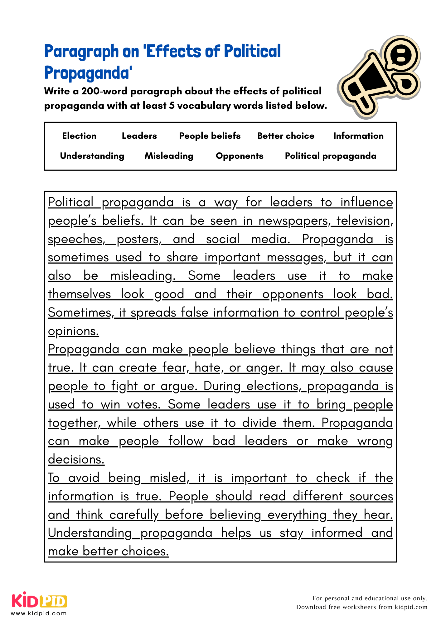 Paragraph on 'Effects of Political Propaganda' - 200 Words