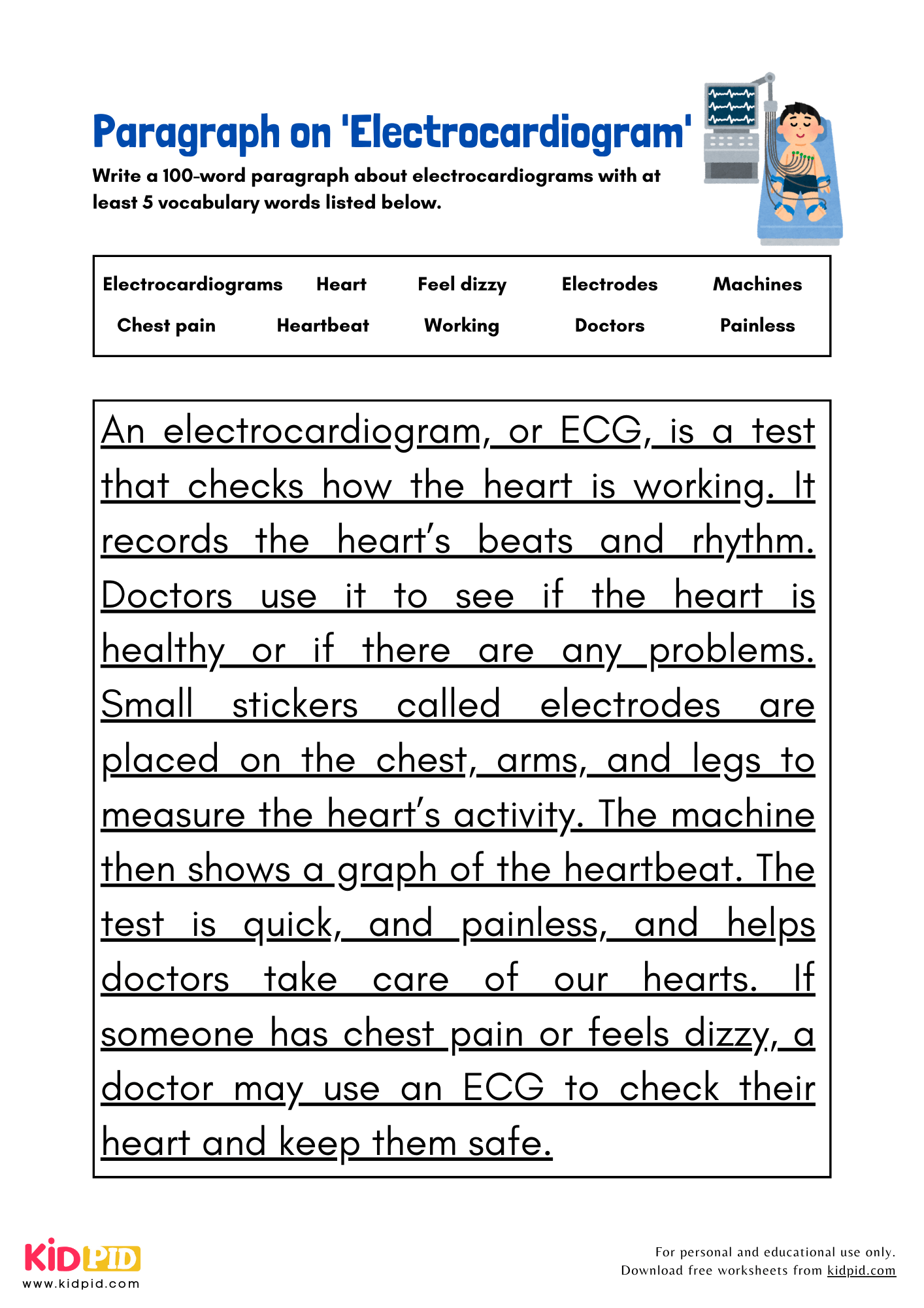 Paragraph on 'Electrocardiogram' -100 Words