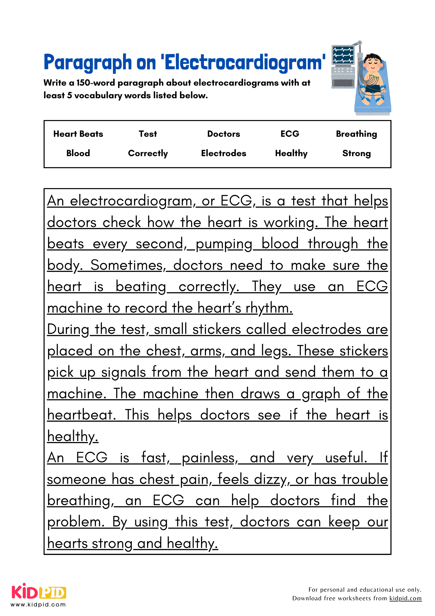 Paragraph on 'Electrocardiogram' - 150 Words