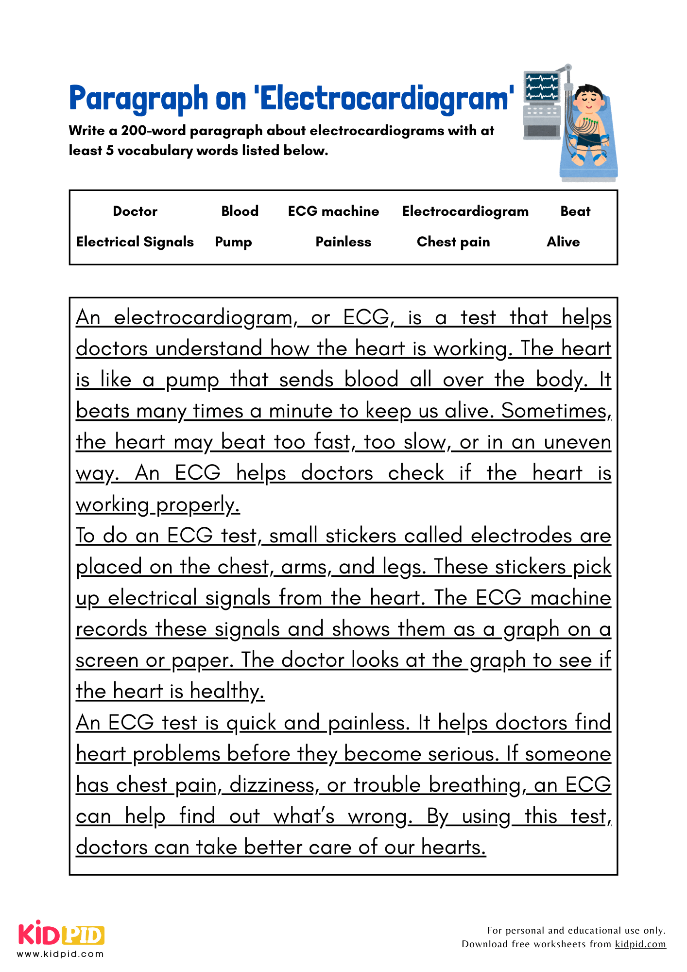 Paragraph on 'Electrocardiogram' - 200 Words