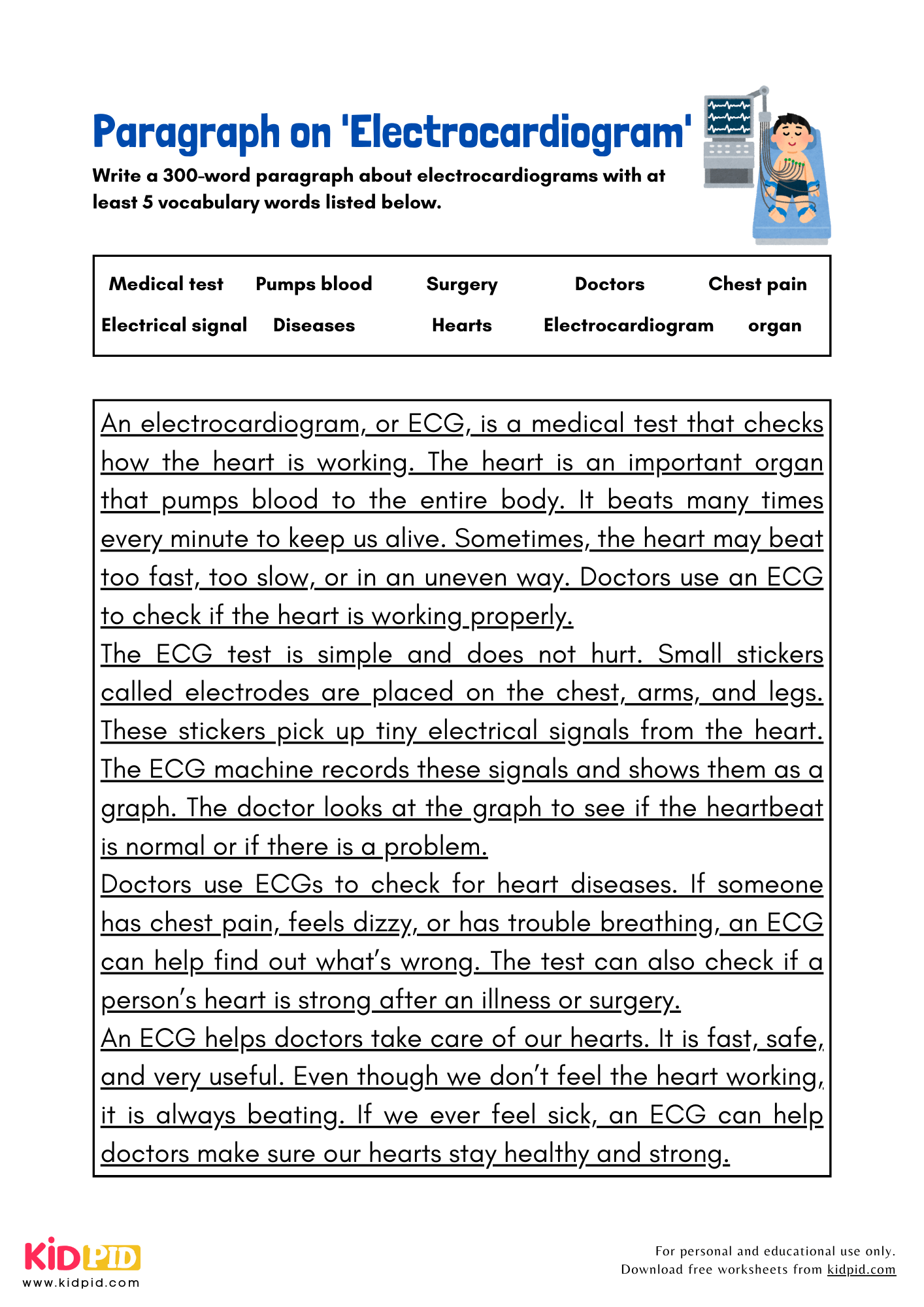 Paragraph on 'Electrocardiogram' - 300 Words