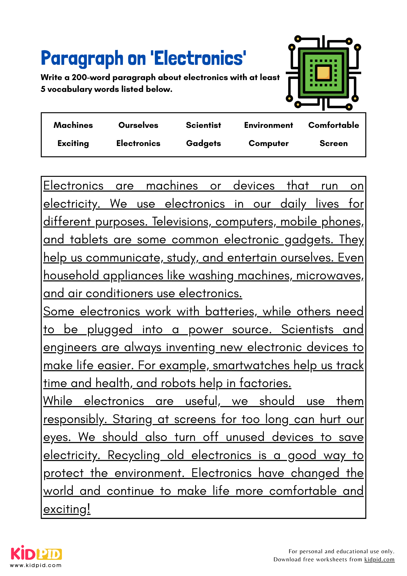 Paragraph on 'Electronics' - 200 Words