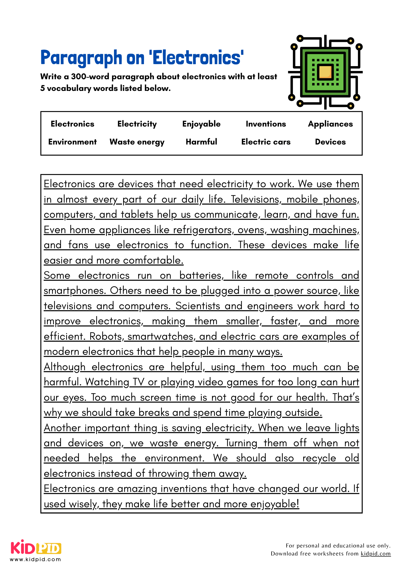 Paragraph on 'Electronics' - 300 Words