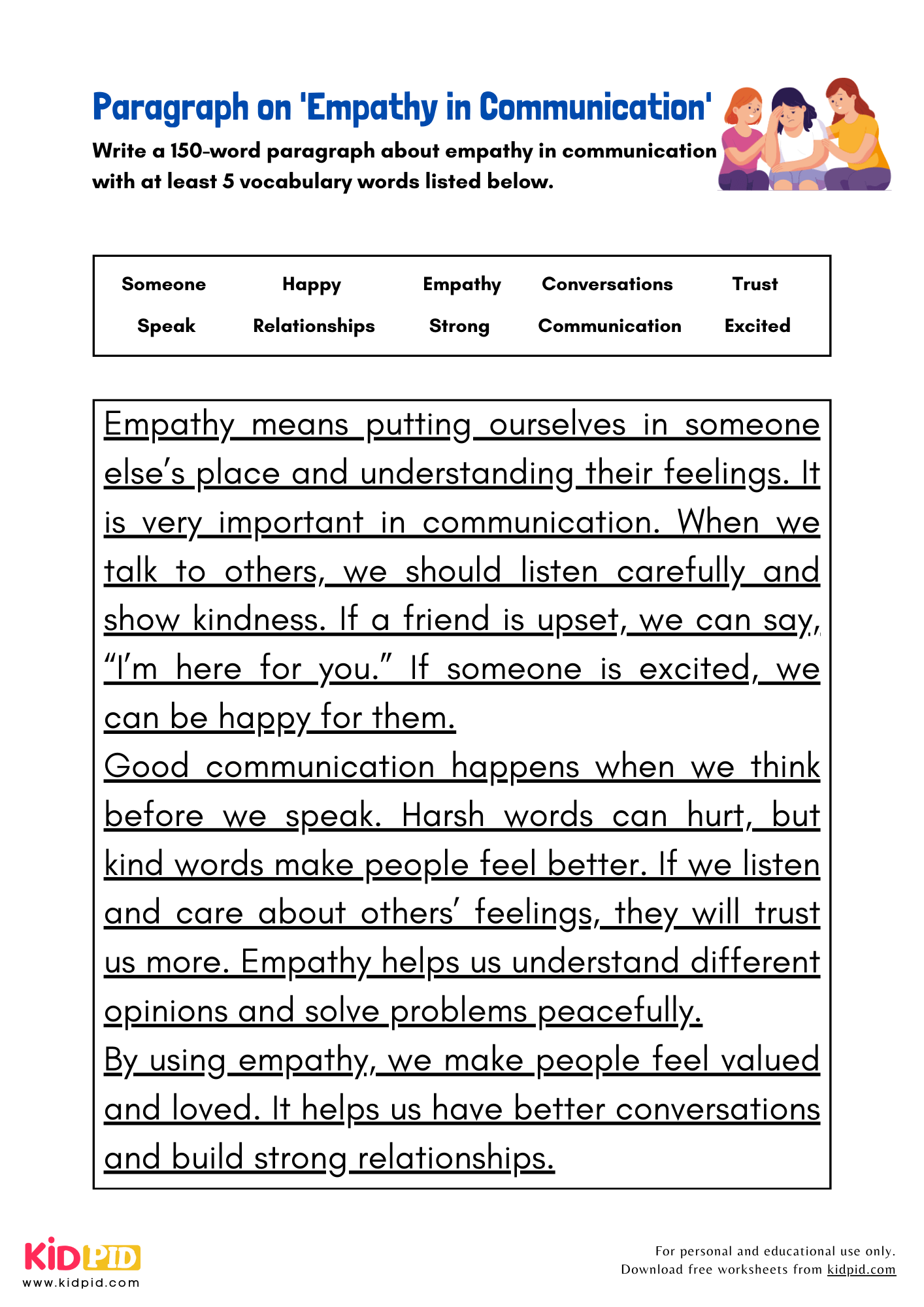Paragraph on 'Empathy in Communication' - 150 Words
