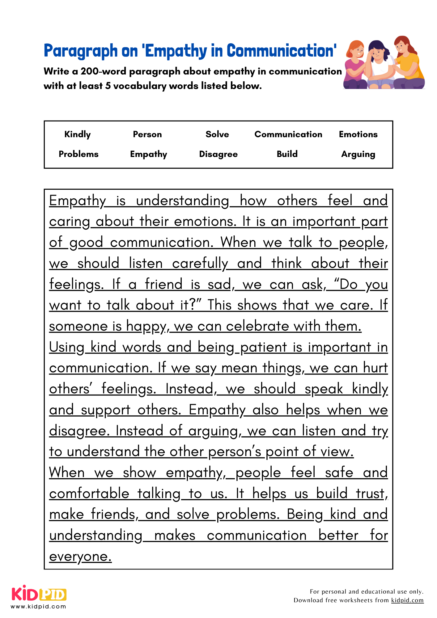 Paragraph on 'Empathy in Communication' - 200 Words