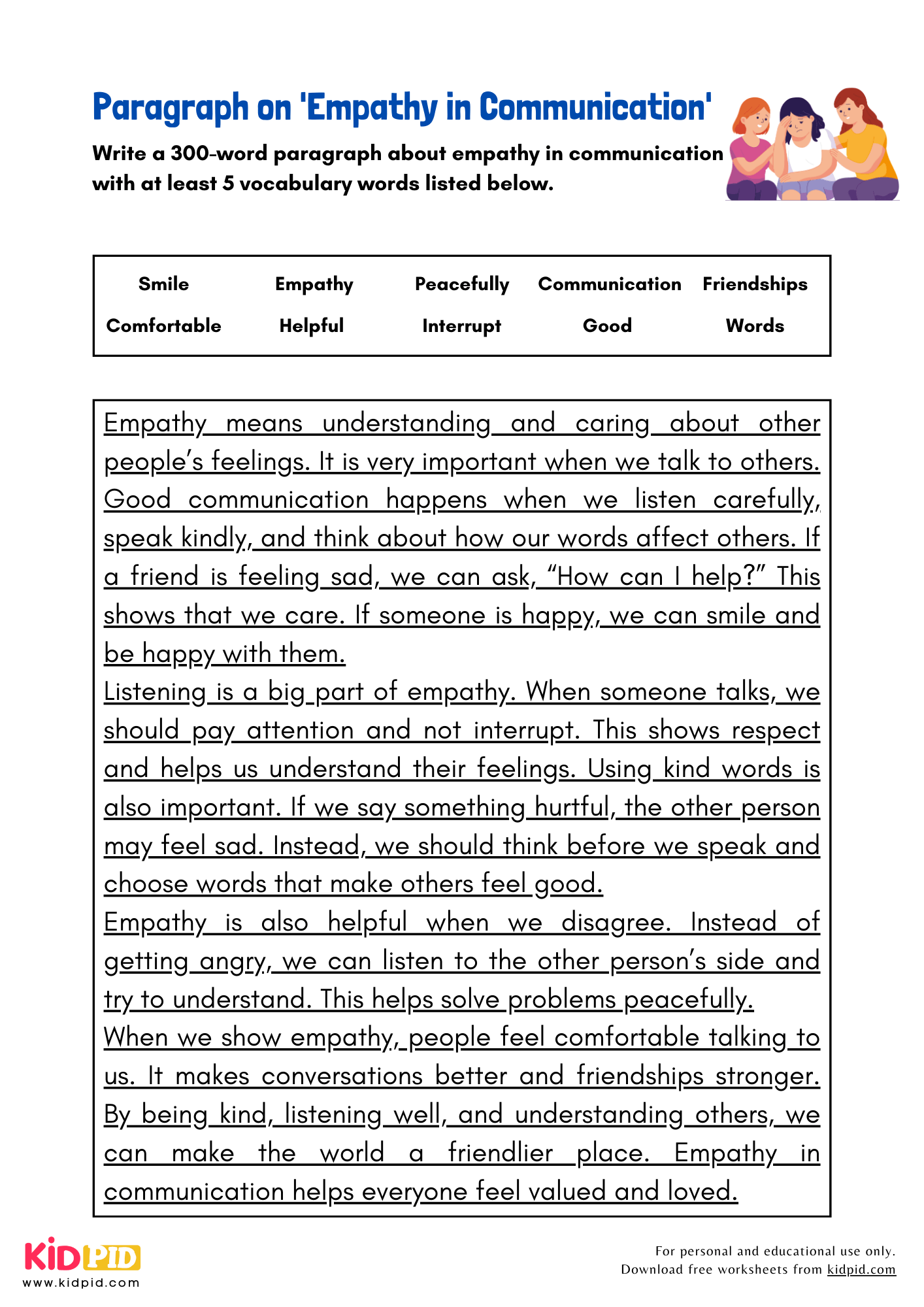 Paragraph on 'Empathy in Communication' - 300 Words