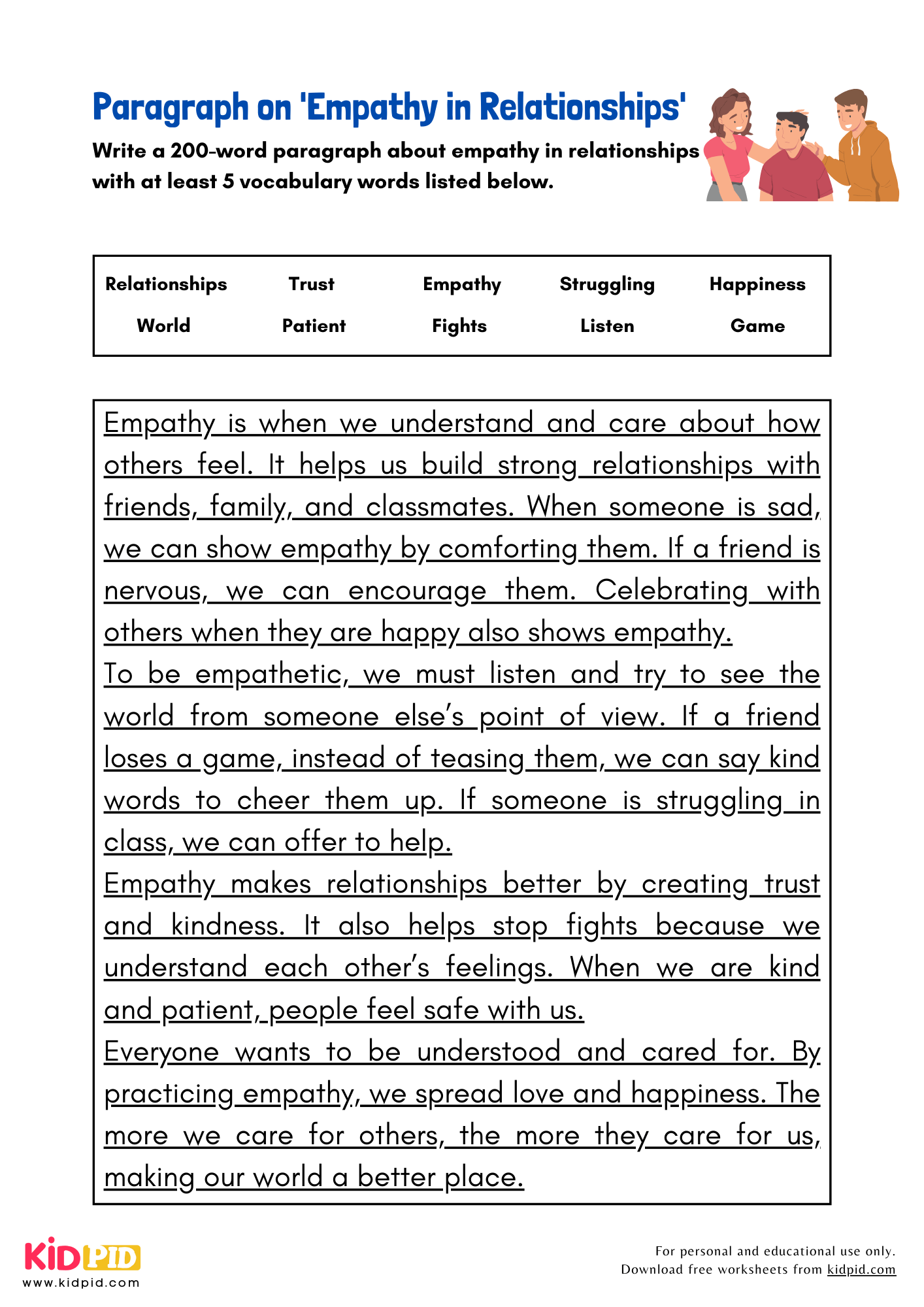 Paragraph on 'Empathy in Relationships' - 200 Words