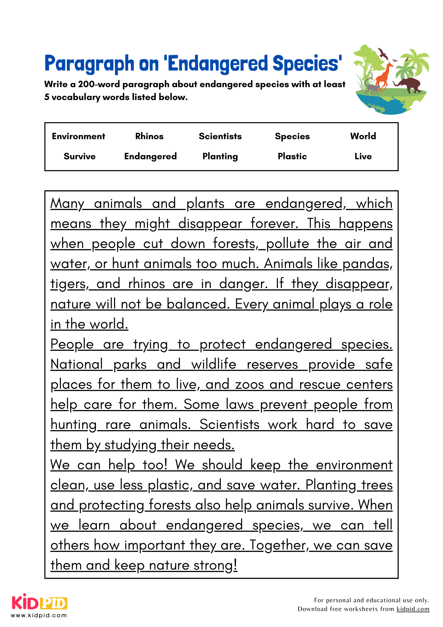 Paragraph on 'Endangered Species' - 200 Words