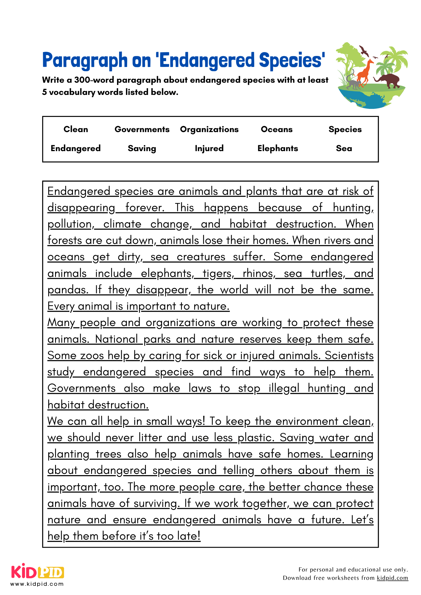 Paragraph on 'Endangered Species' - 300 Words