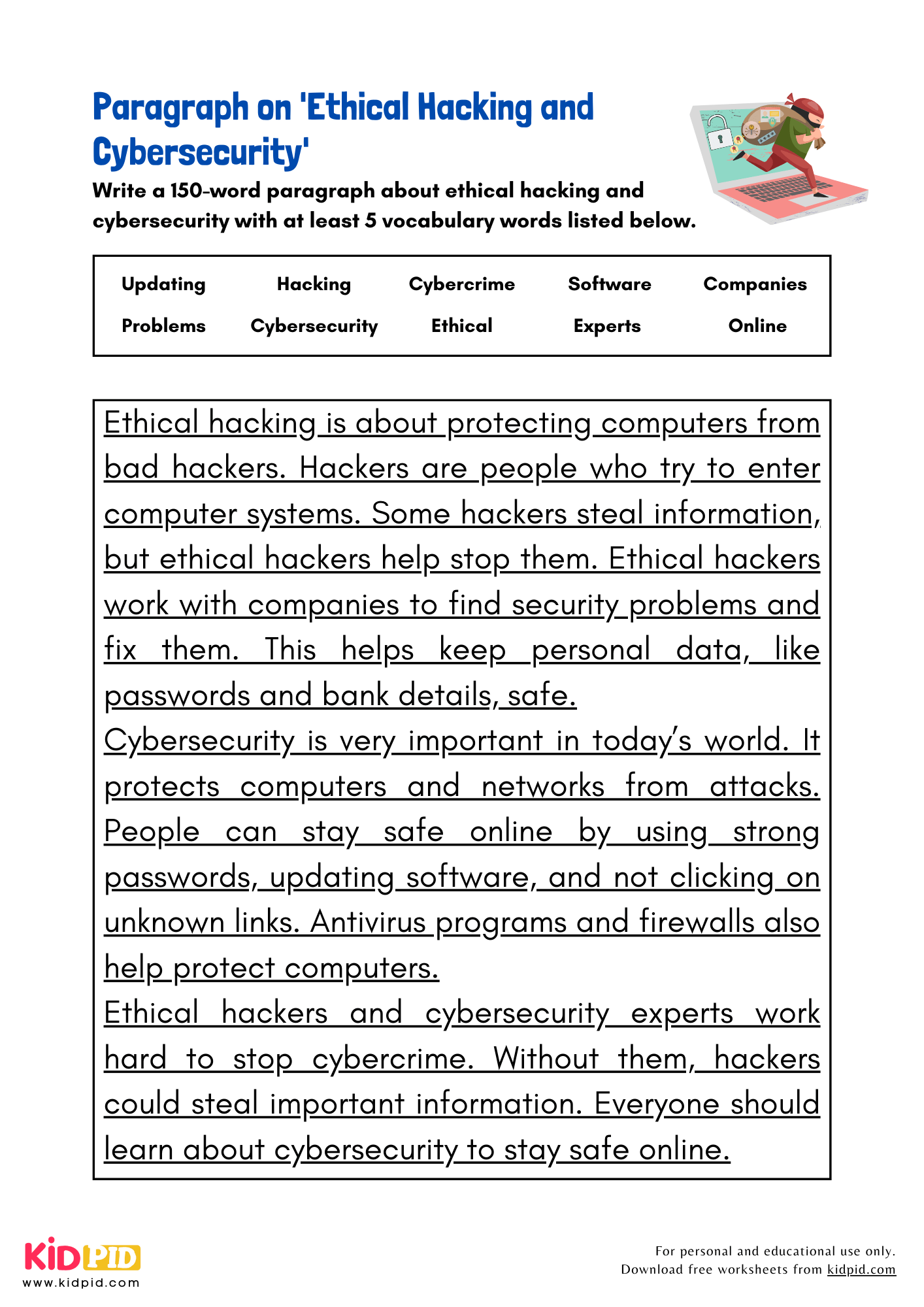 Paragraph on 'Ethical Hacking and Cybersecurity' - 150 Words