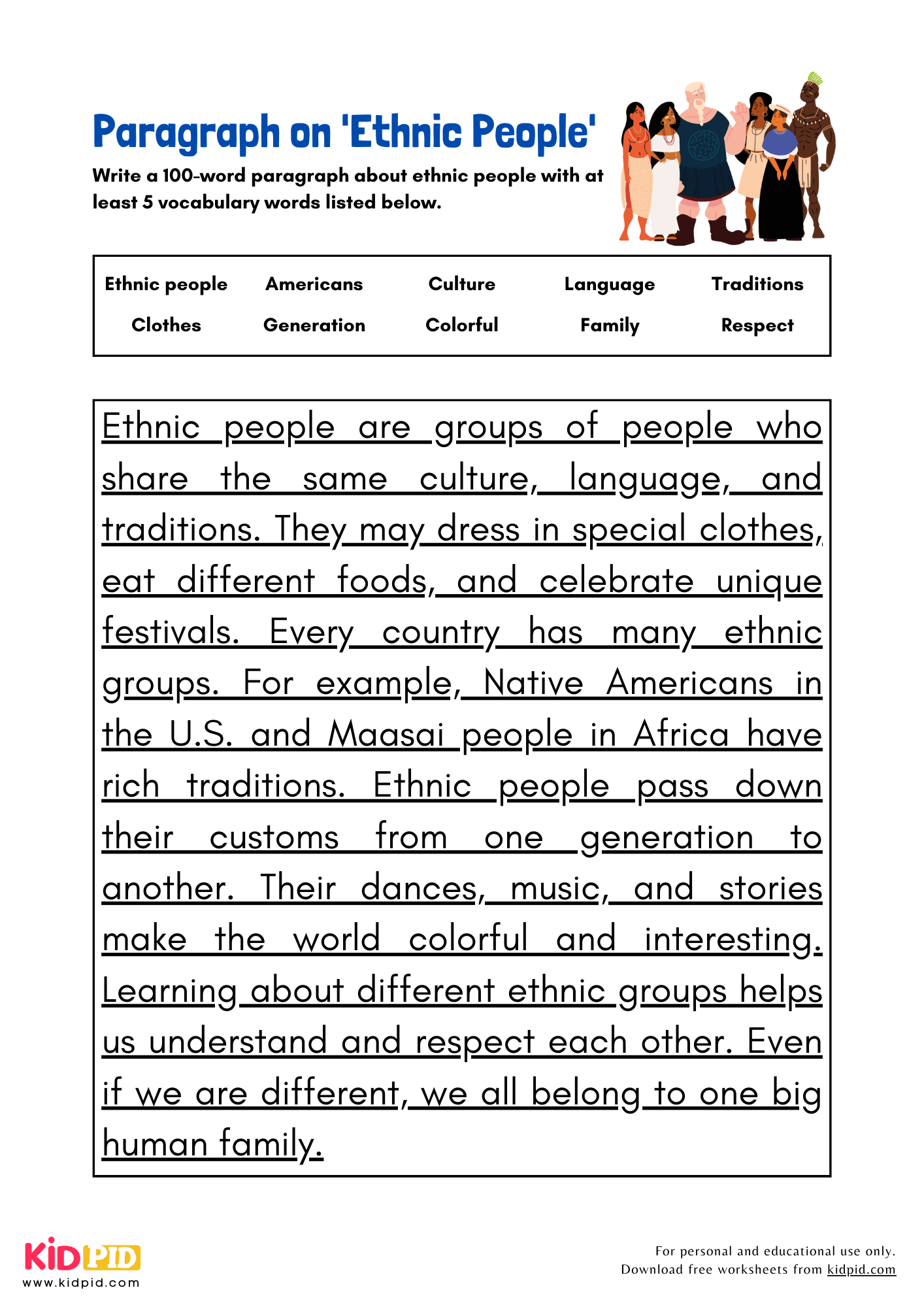 Paragraph on 'Ethnic People' - 100 Words