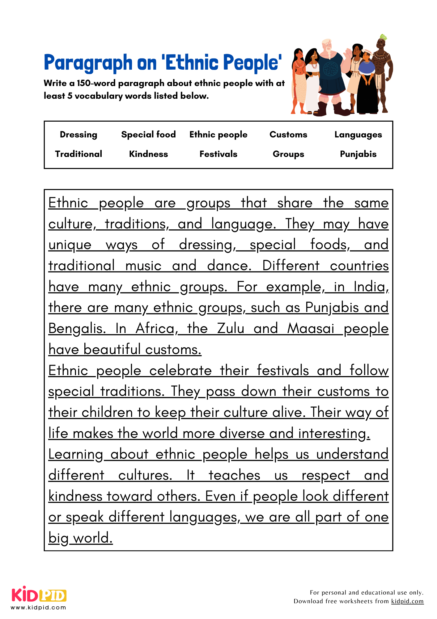 Paragraph on 'Ethnic People' - 150 Words