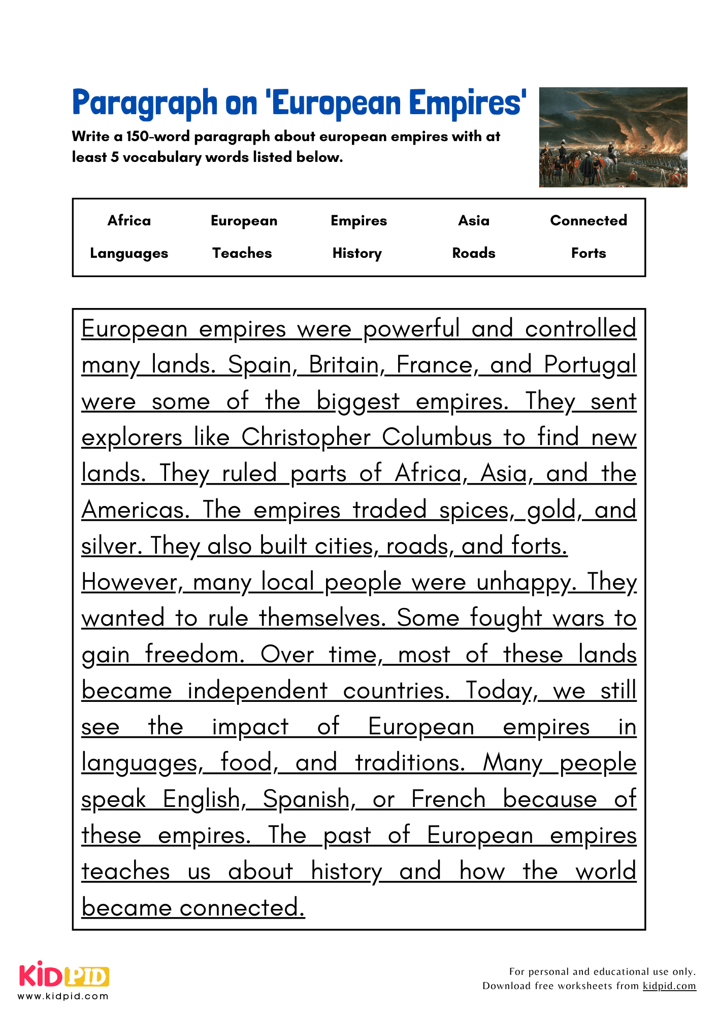 Paragraph on 'European Empires' - 150 Words
