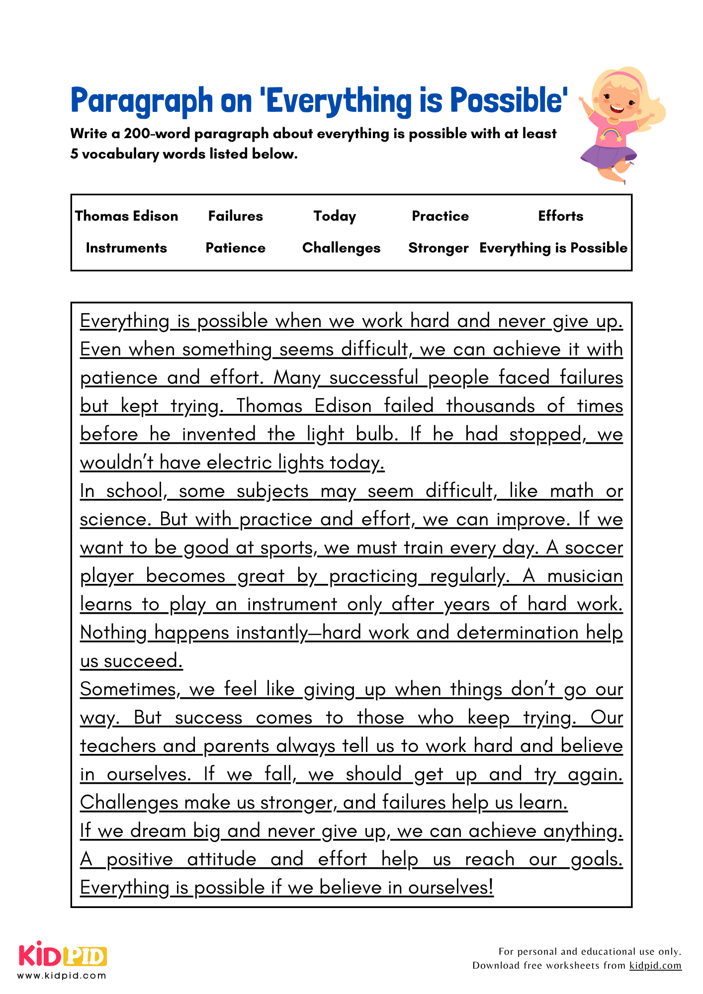 Paragraph on 'Everything is Possible' - 200 Words