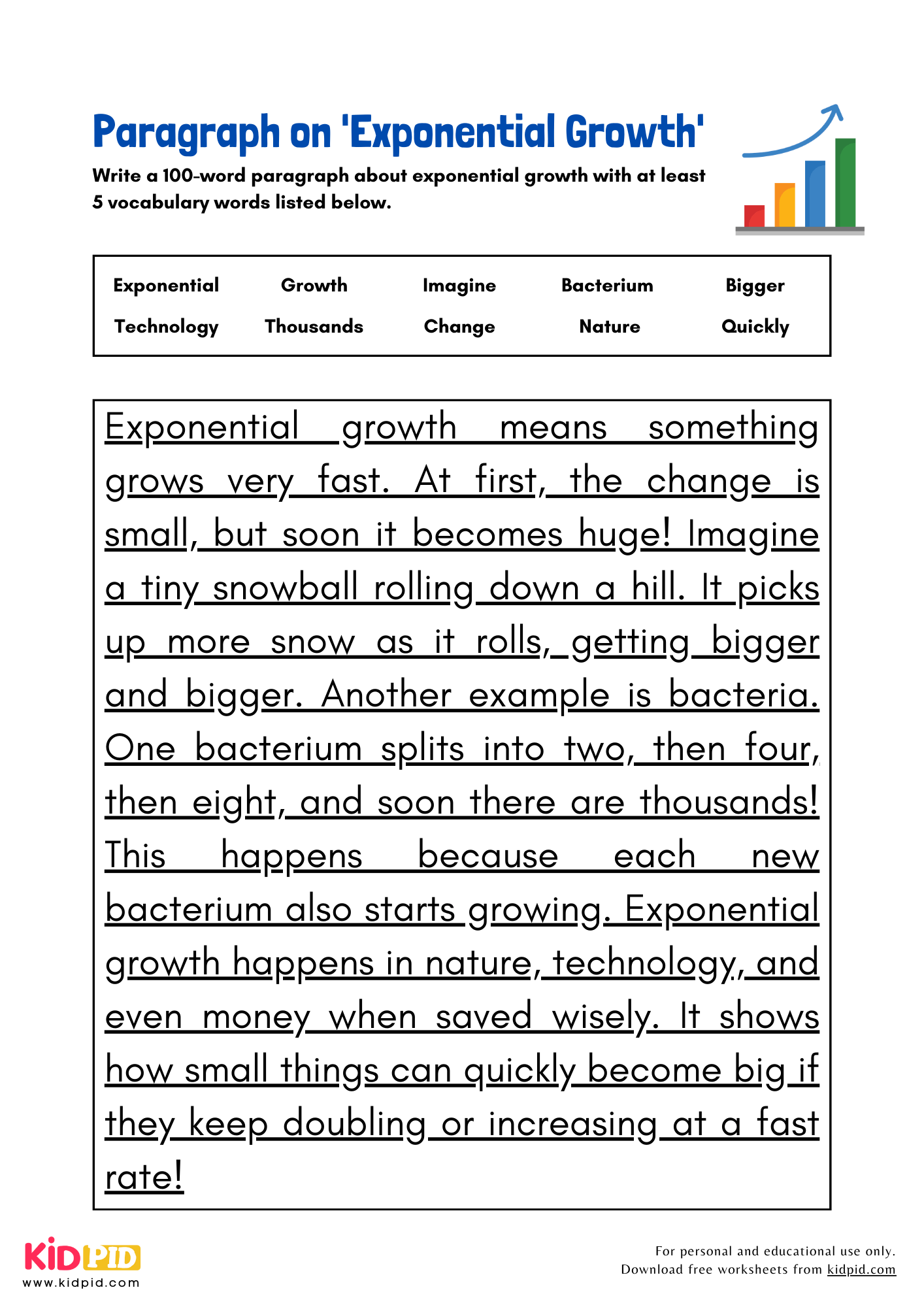 Paragraph on 'Exponential Growth' - 100 Words