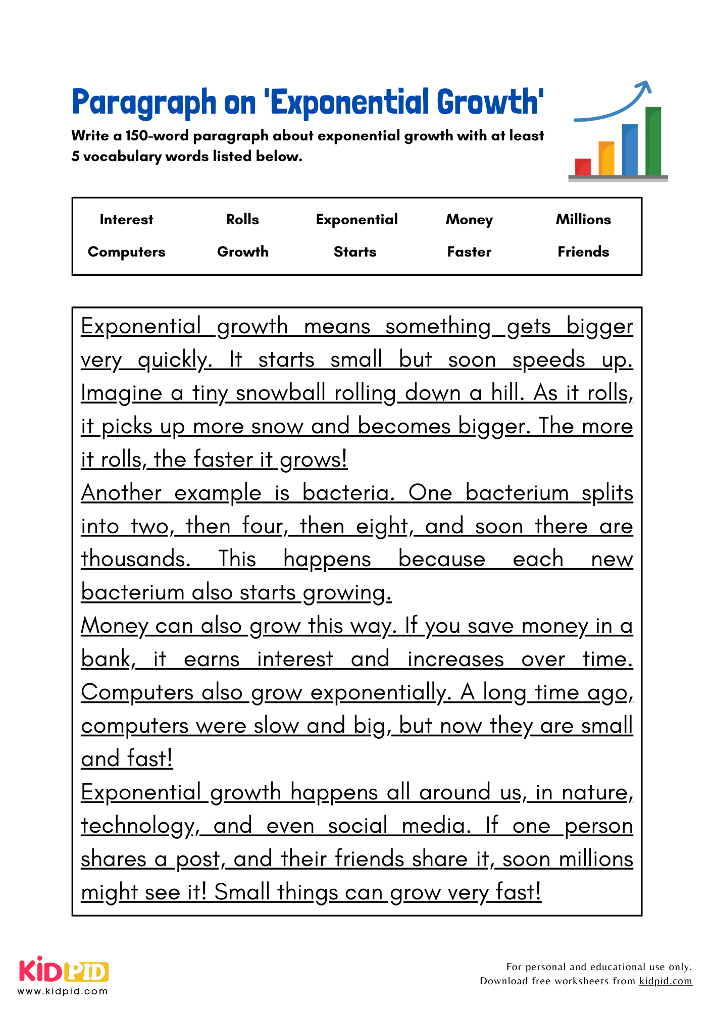 Paragraph on 'Exponential Growth' - 150 Words