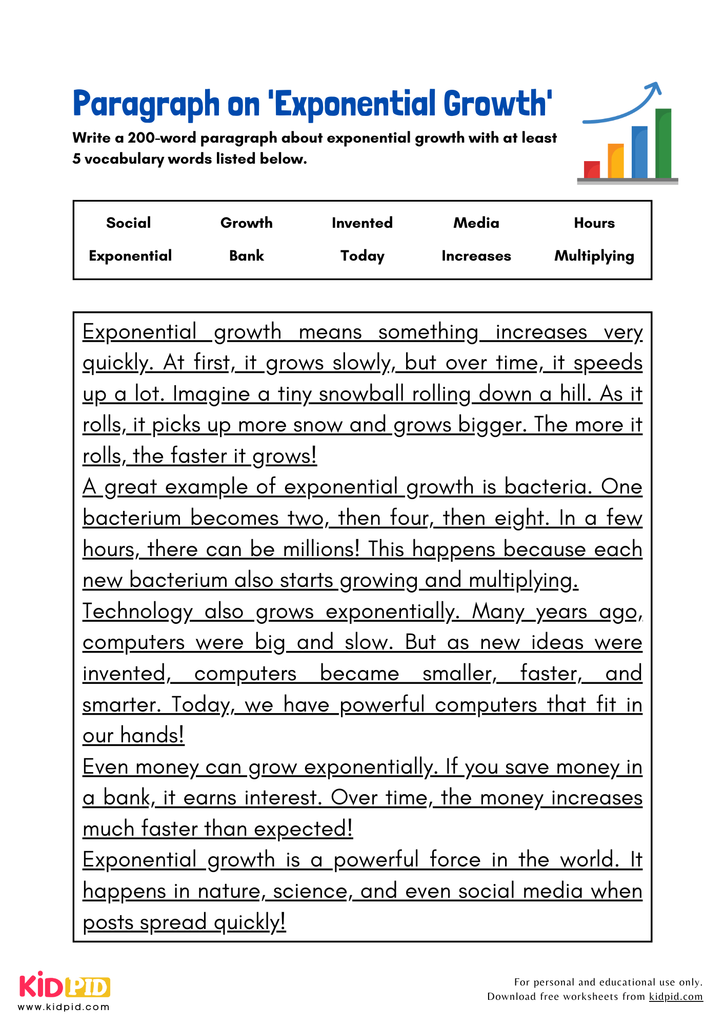 Paragraph on 'Exponential Growth' - 200 Words