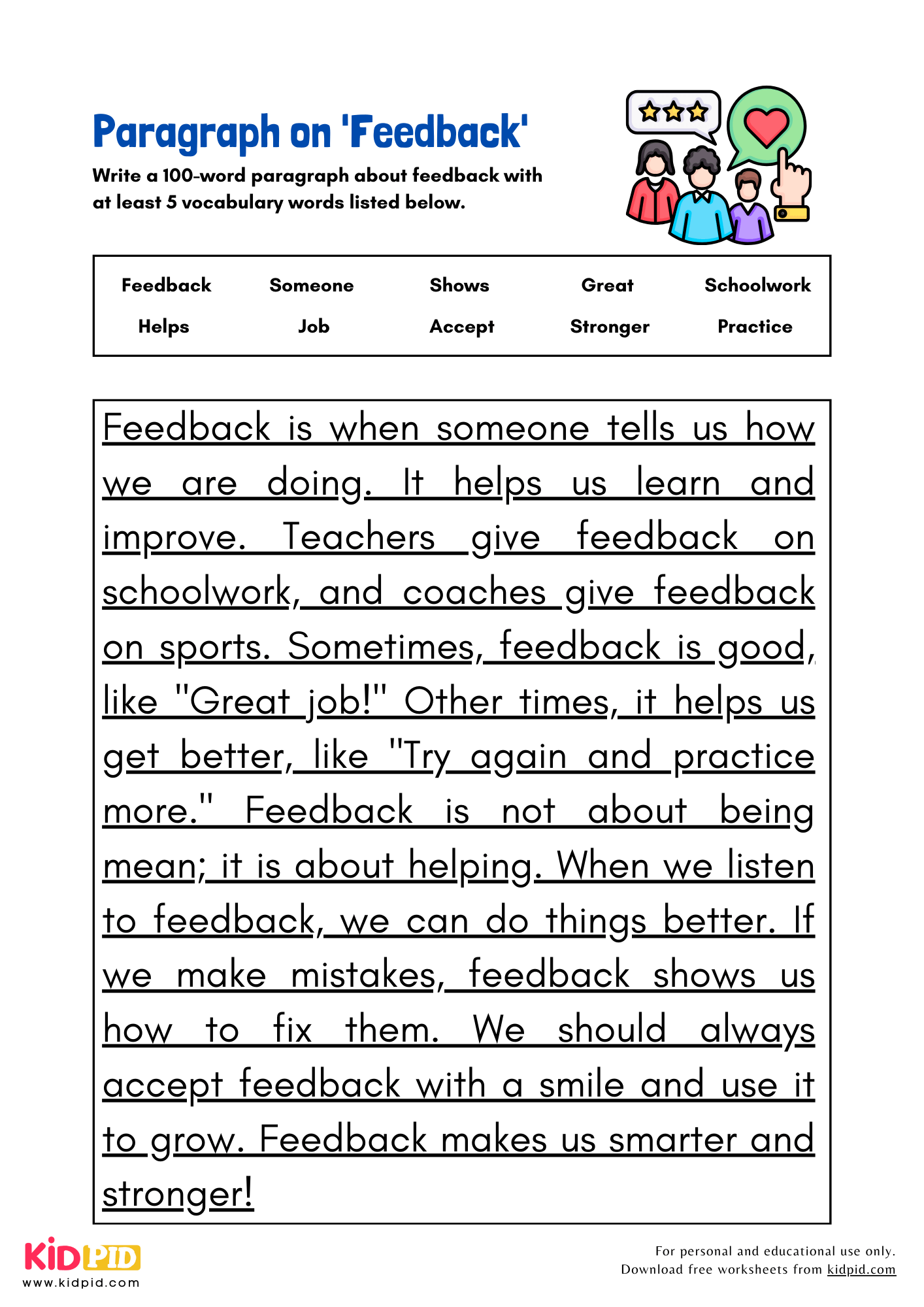 Paragraph on 'Feedback' - 100 Words