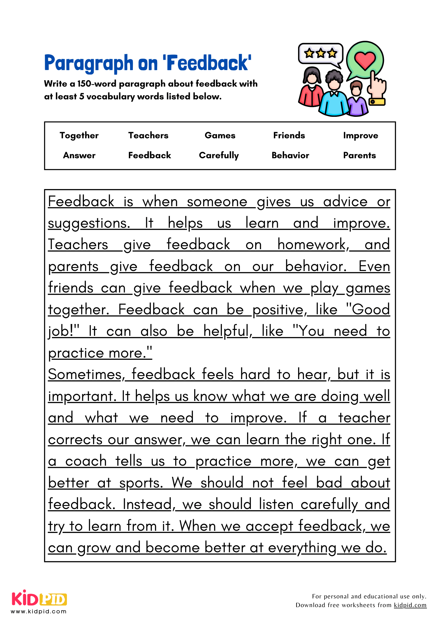Paragraph on 'Feedback' - 150 Words