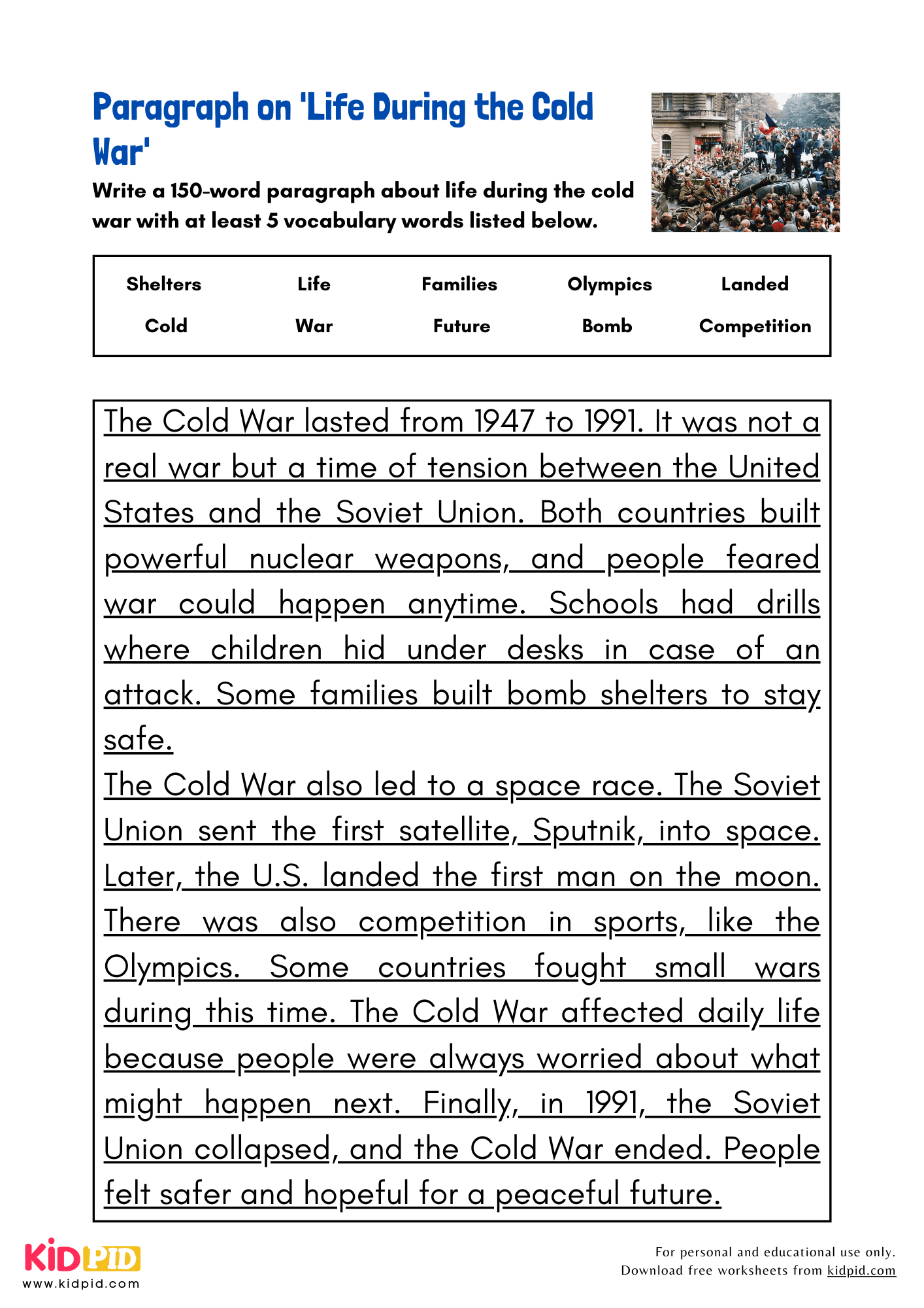 Paragraph on 'Life During the Cold War' - 150 Words