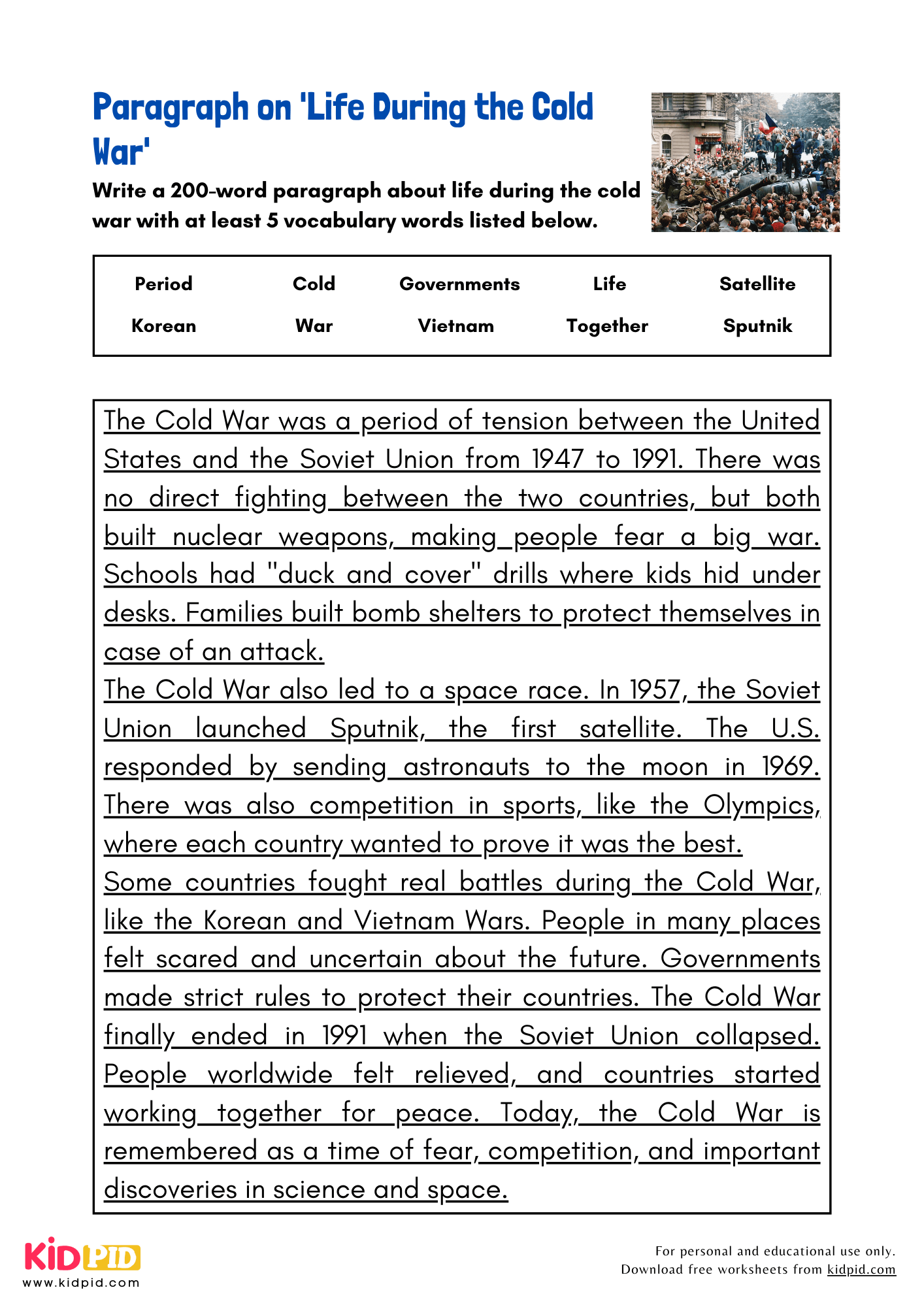 Paragraph on 'Life During the Cold War' - 200 Words