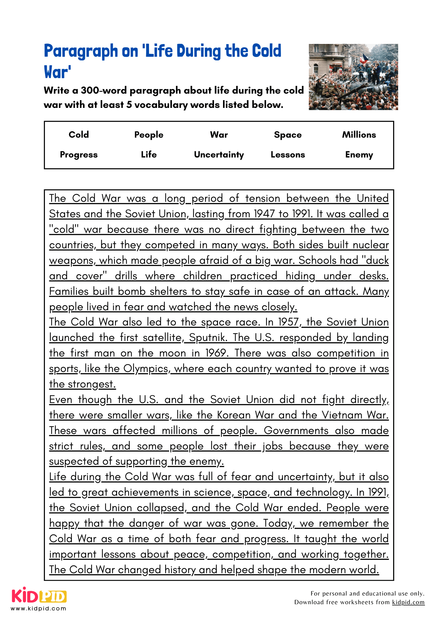 Paragraph on 'Life During the Cold War' - 300 Words