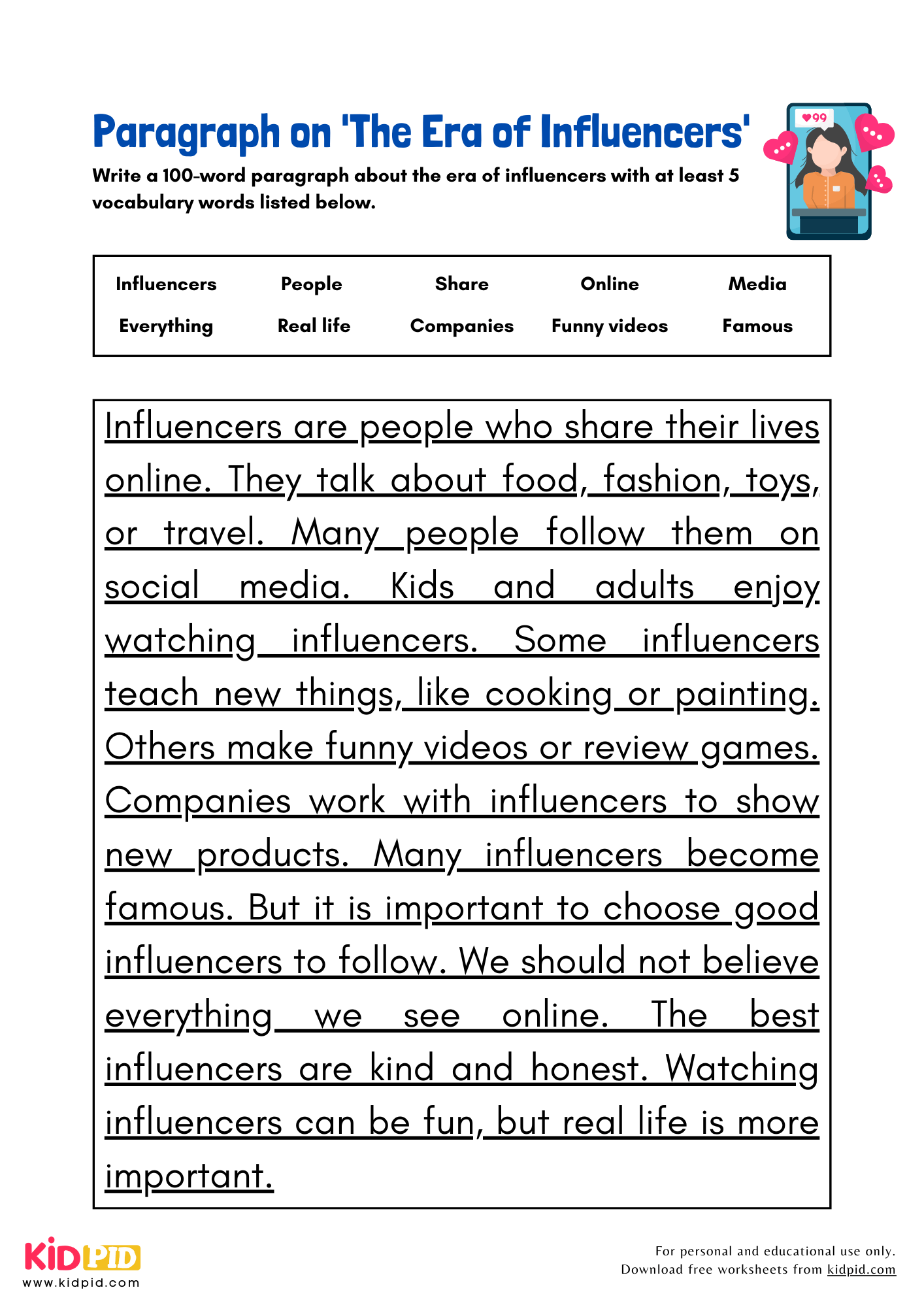 Paragraph on 'The Era of Influencers' - 100 Words