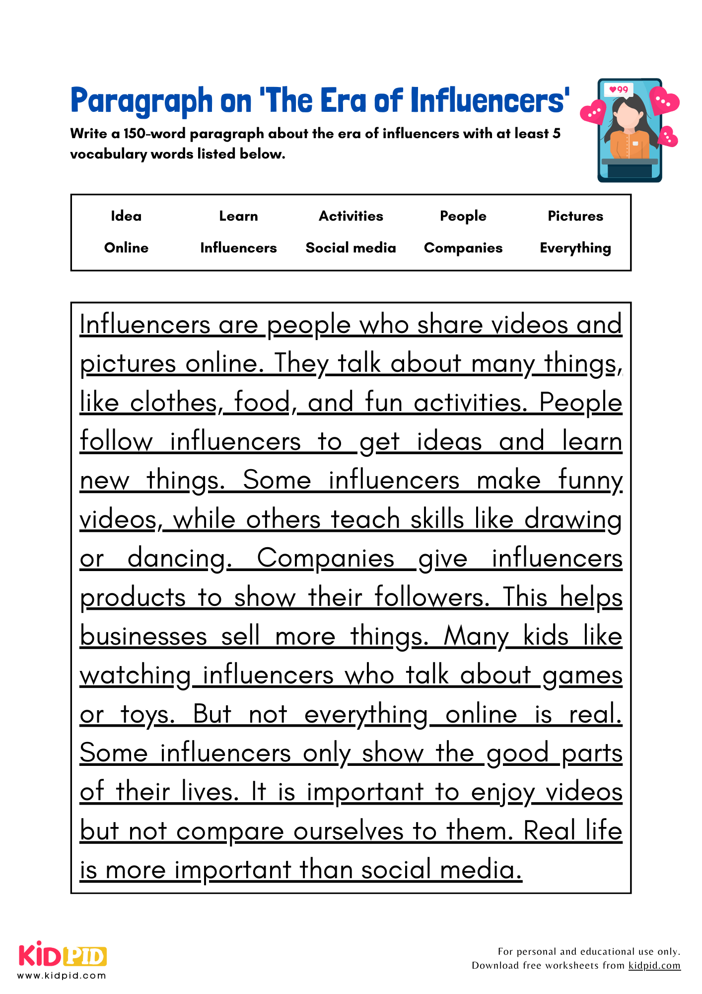 Paragraph on 'The Era of Influencers' - 150 Words
