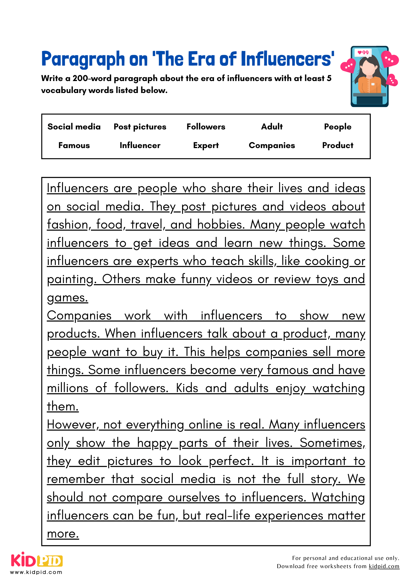 Paragraph on 'The Era of Influencers' - 200 Words