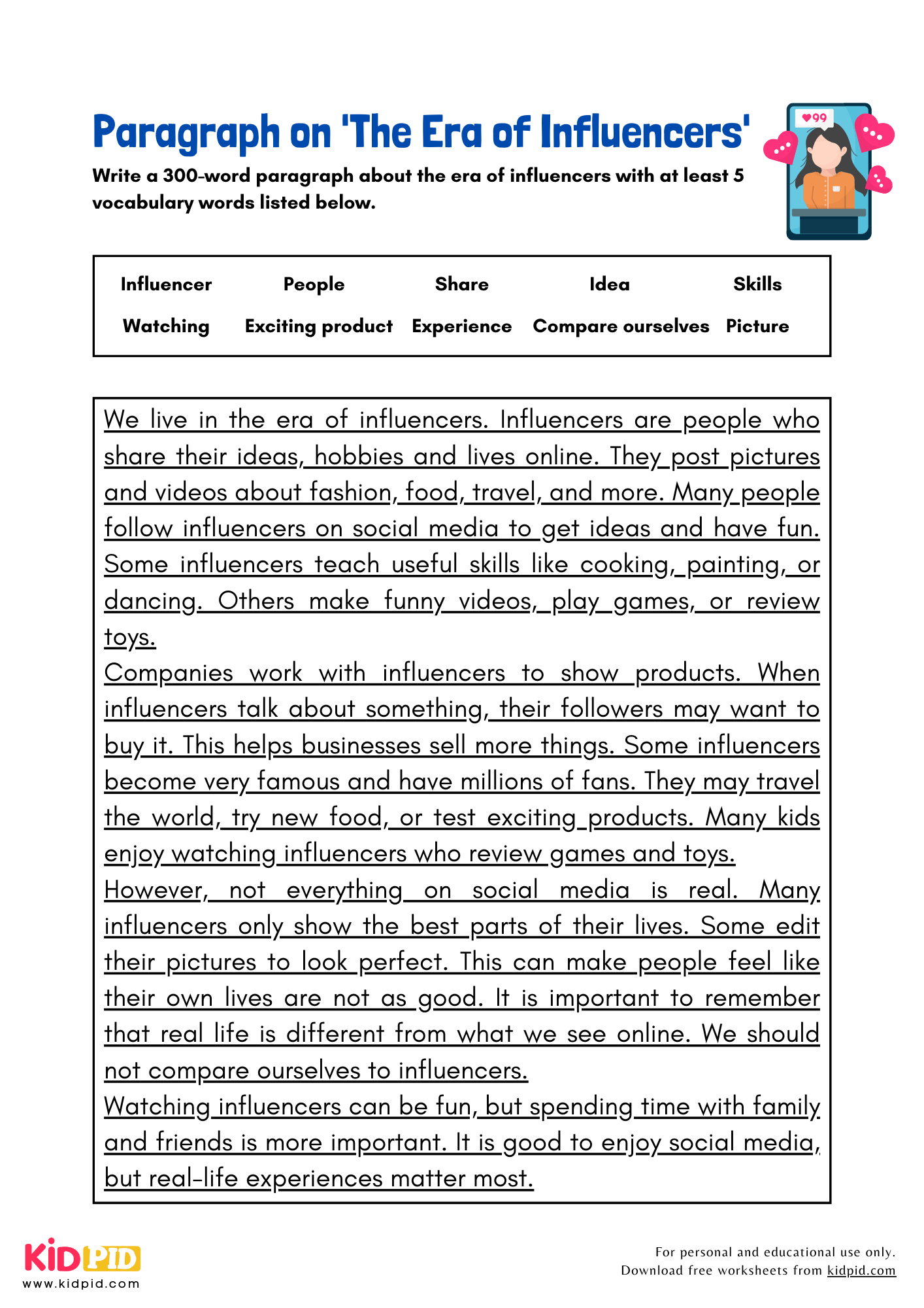 Paragraph on 'The Era of Influencers' - 300 Words