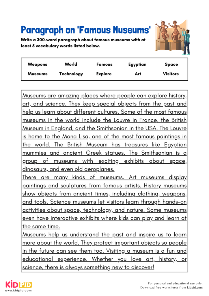 Paragraph on 'Famous Museums' - Kidpid