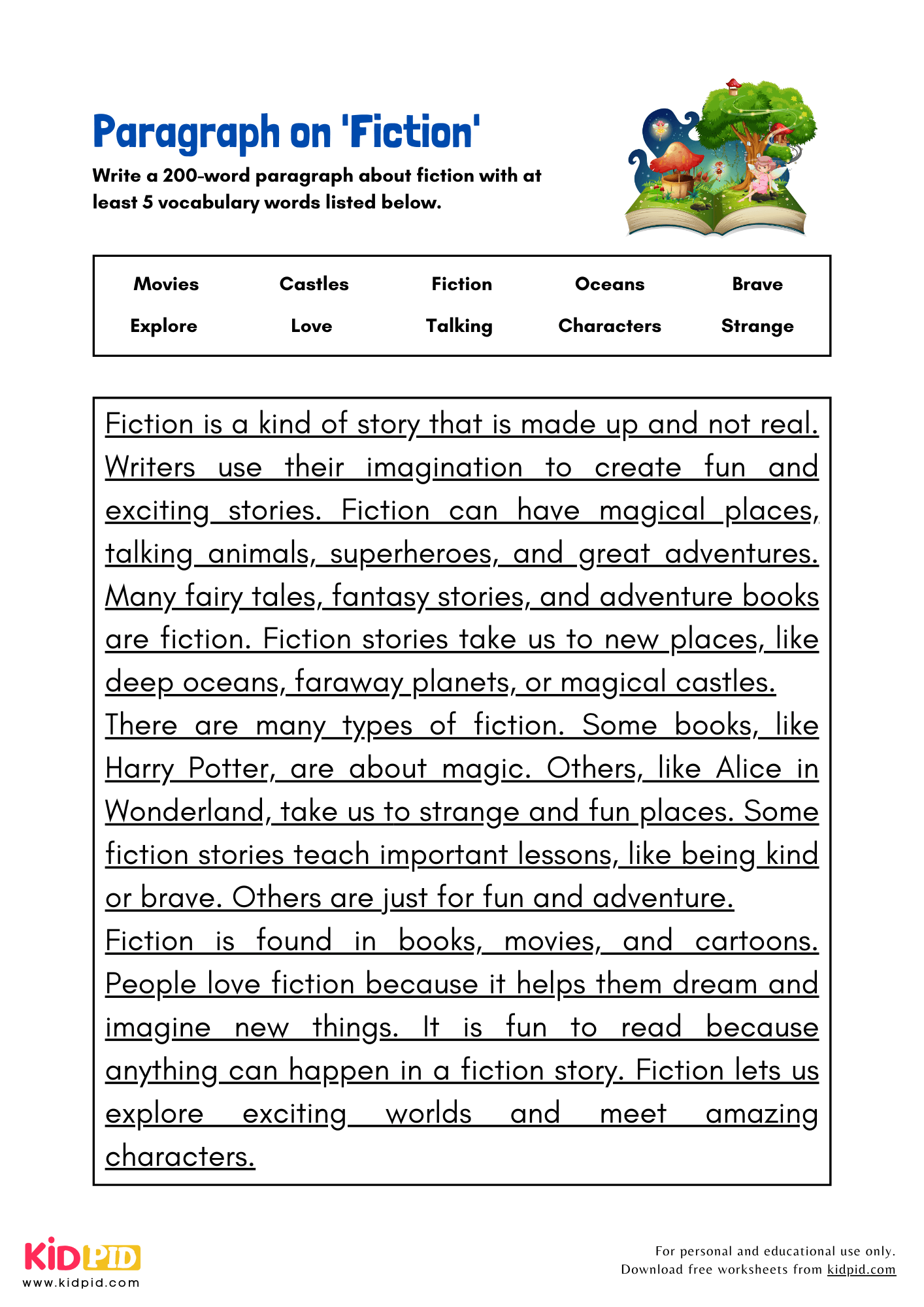 Paragraph on 'Fiction' - 200 Words