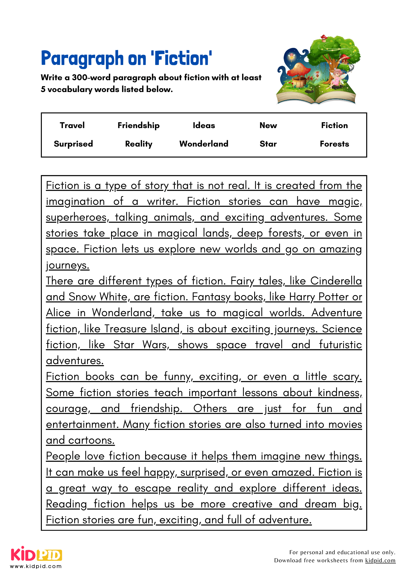 Paragraph on 'Fiction' - 300 Words